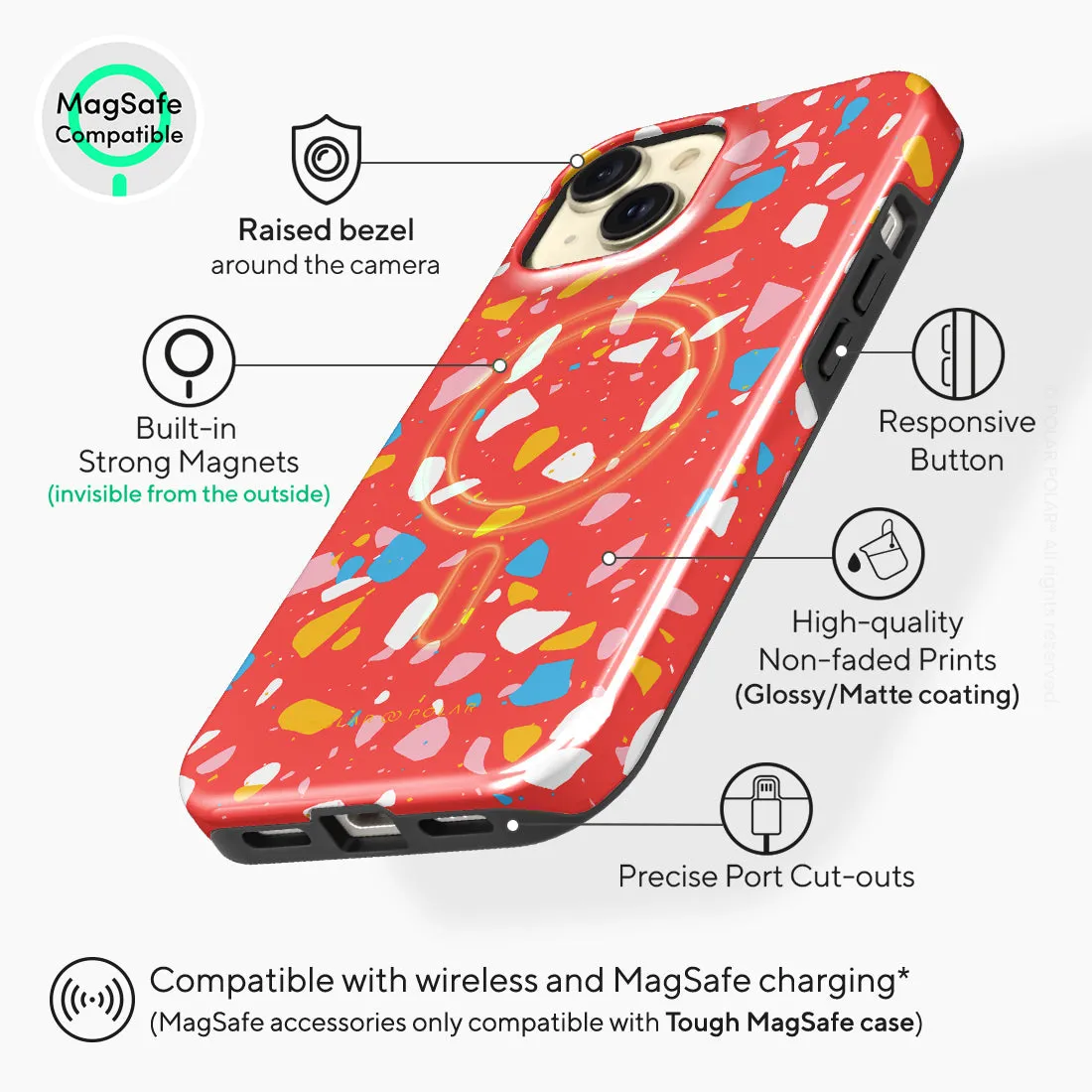 Living Coral Terrazzo - iPhone 15 Case