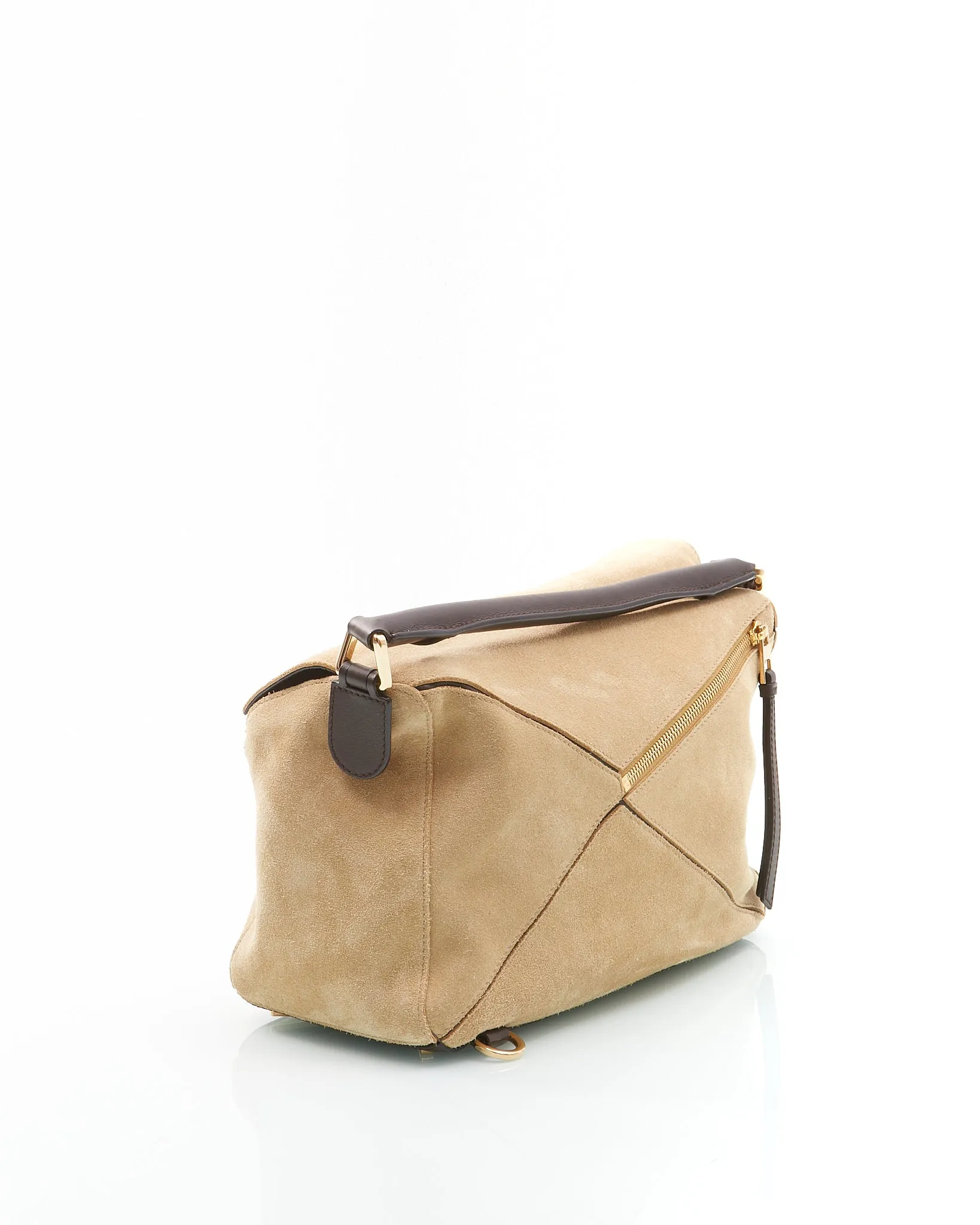 Loewe Beige Suede Puzzle Medium Puzzle Bag