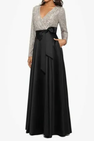 Long Sleeves A-Line V-Neck Floor Length Mother of The Bride Dresses