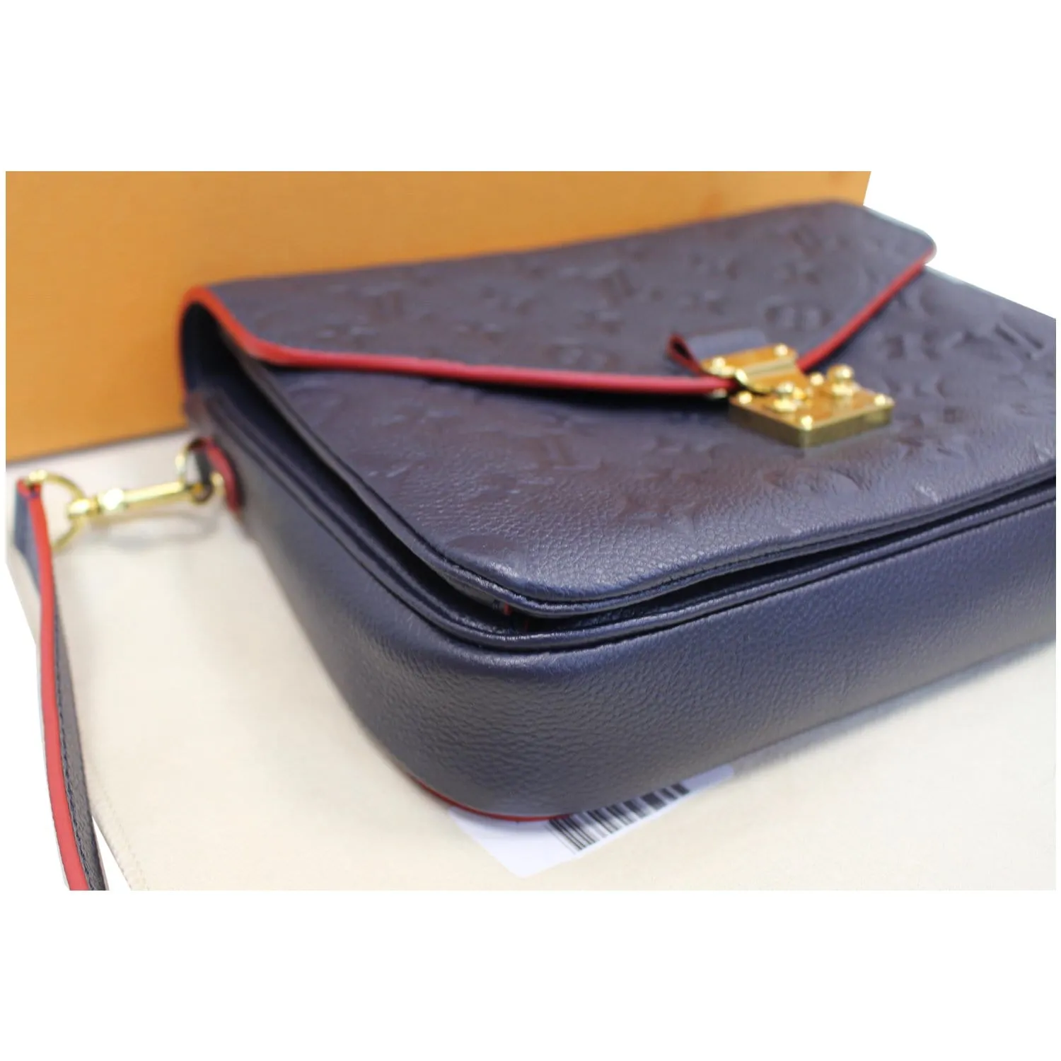 LOUIS VUITTON Metis Pochette Empreinte Leather Crossbody Bag Blue