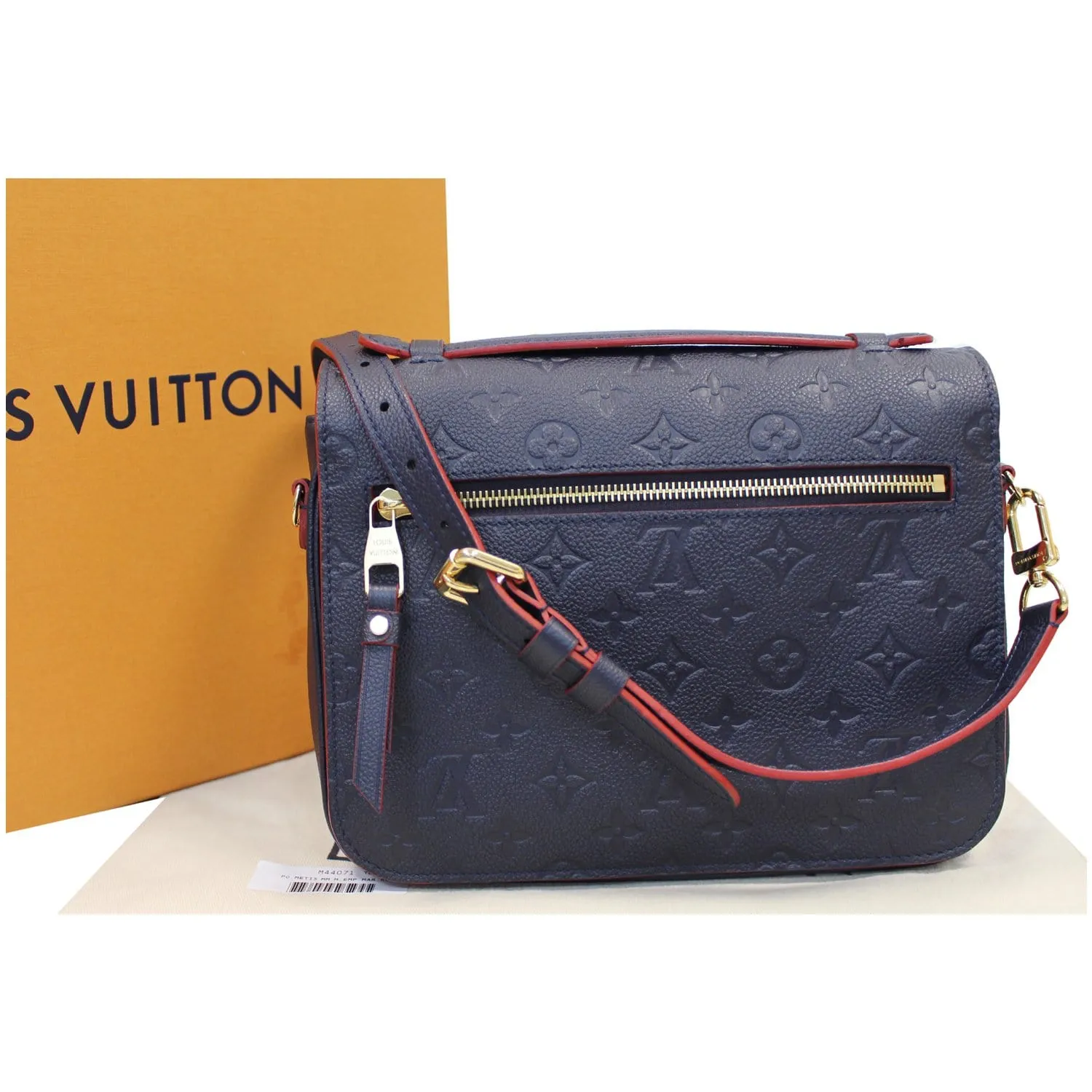 LOUIS VUITTON Metis Pochette Empreinte Leather Crossbody Bag Blue