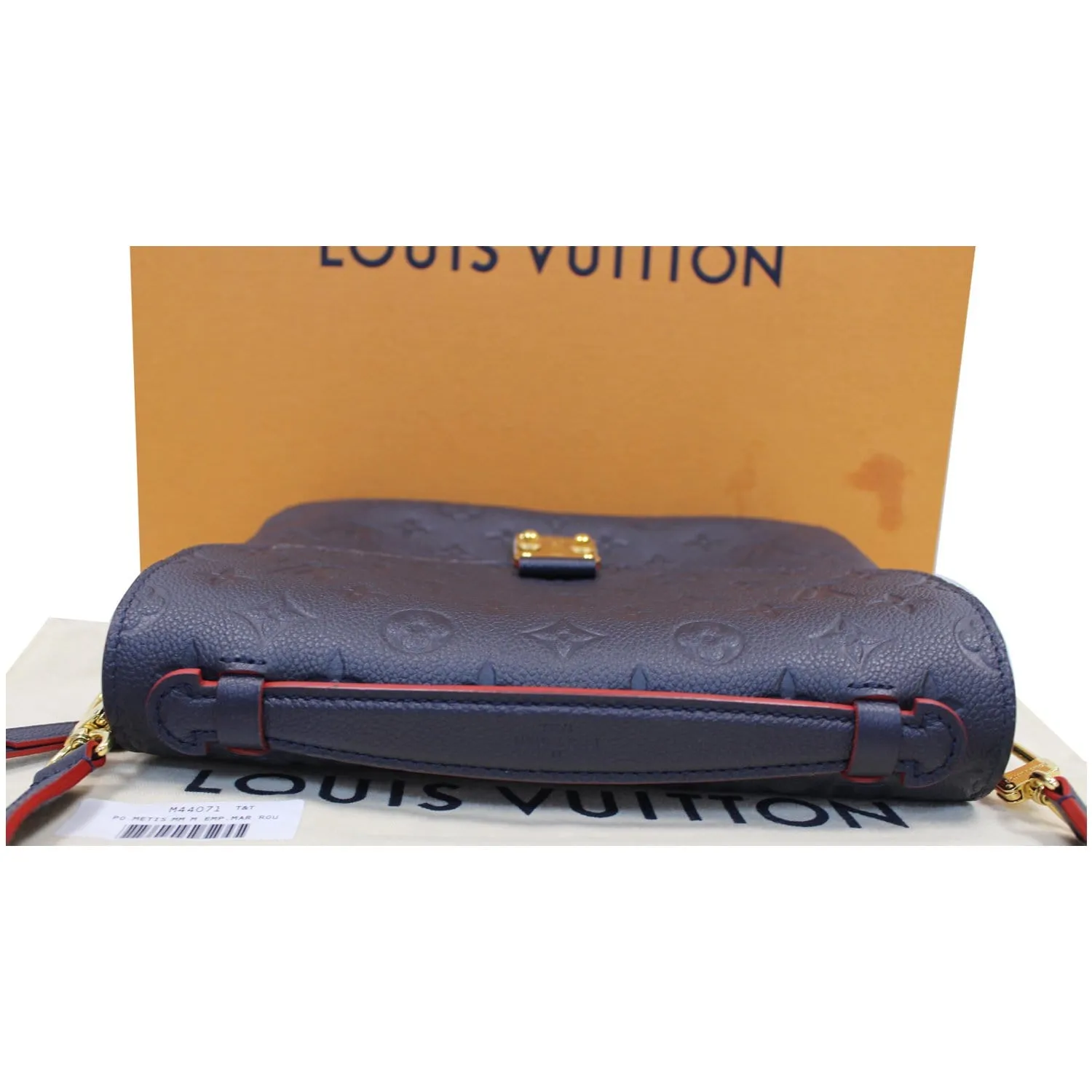 LOUIS VUITTON Metis Pochette Empreinte Leather Crossbody Bag Blue