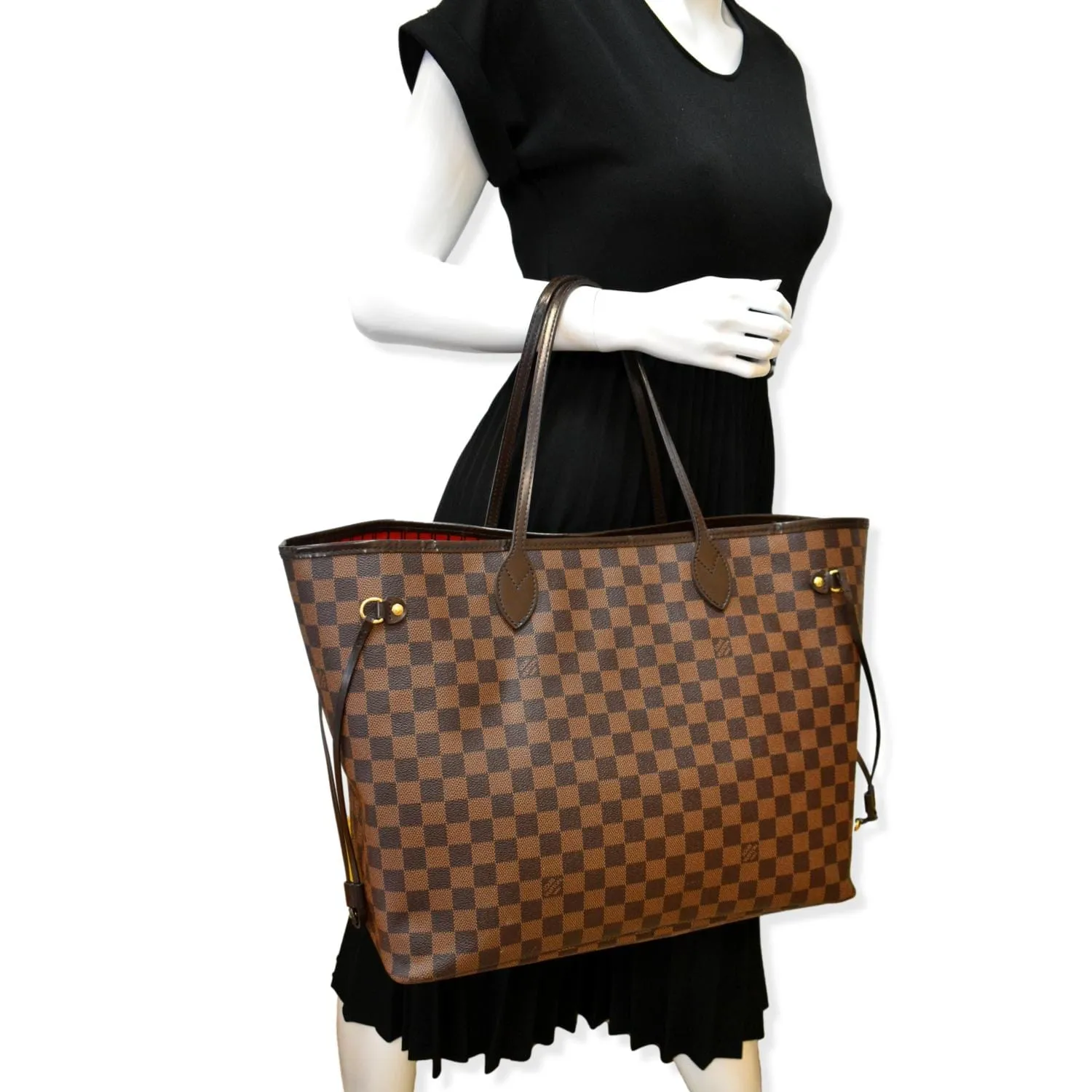 LOUIS VUITTON Neverfull GM Damier Ebene Tote Bag Brown - Hot Deals