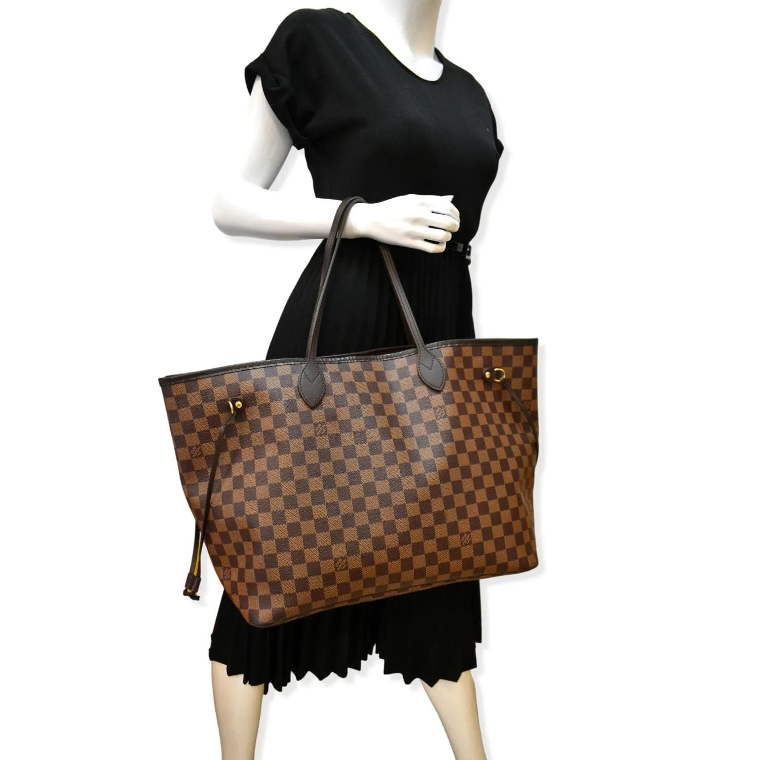 LOUIS VUITTON Neverfull GM Damier Ebene Tote Bag Brown