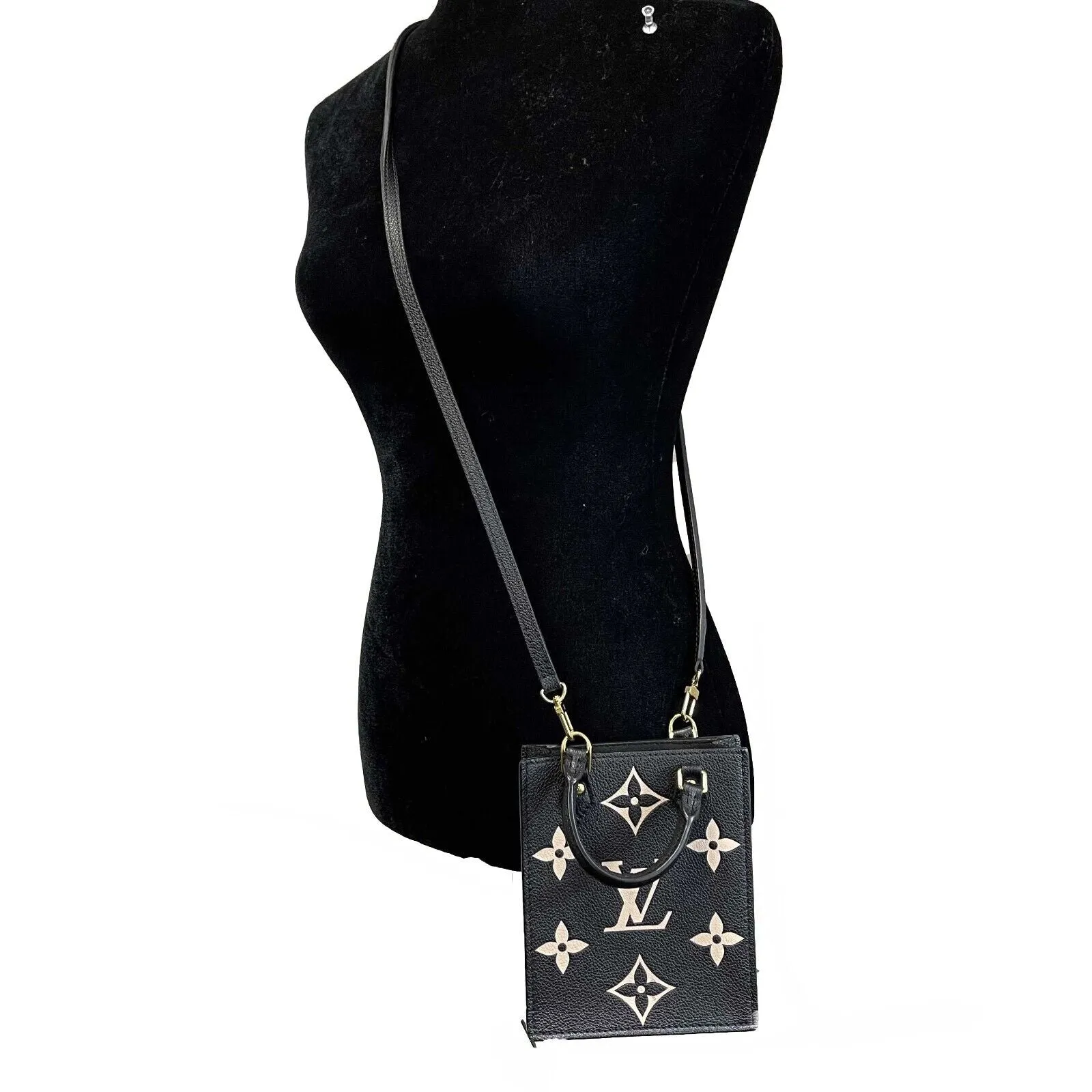 Louis Vuitton Petit Sac Plat Bag Bicolor Monogram Empreinte Giant Crossbody Bag