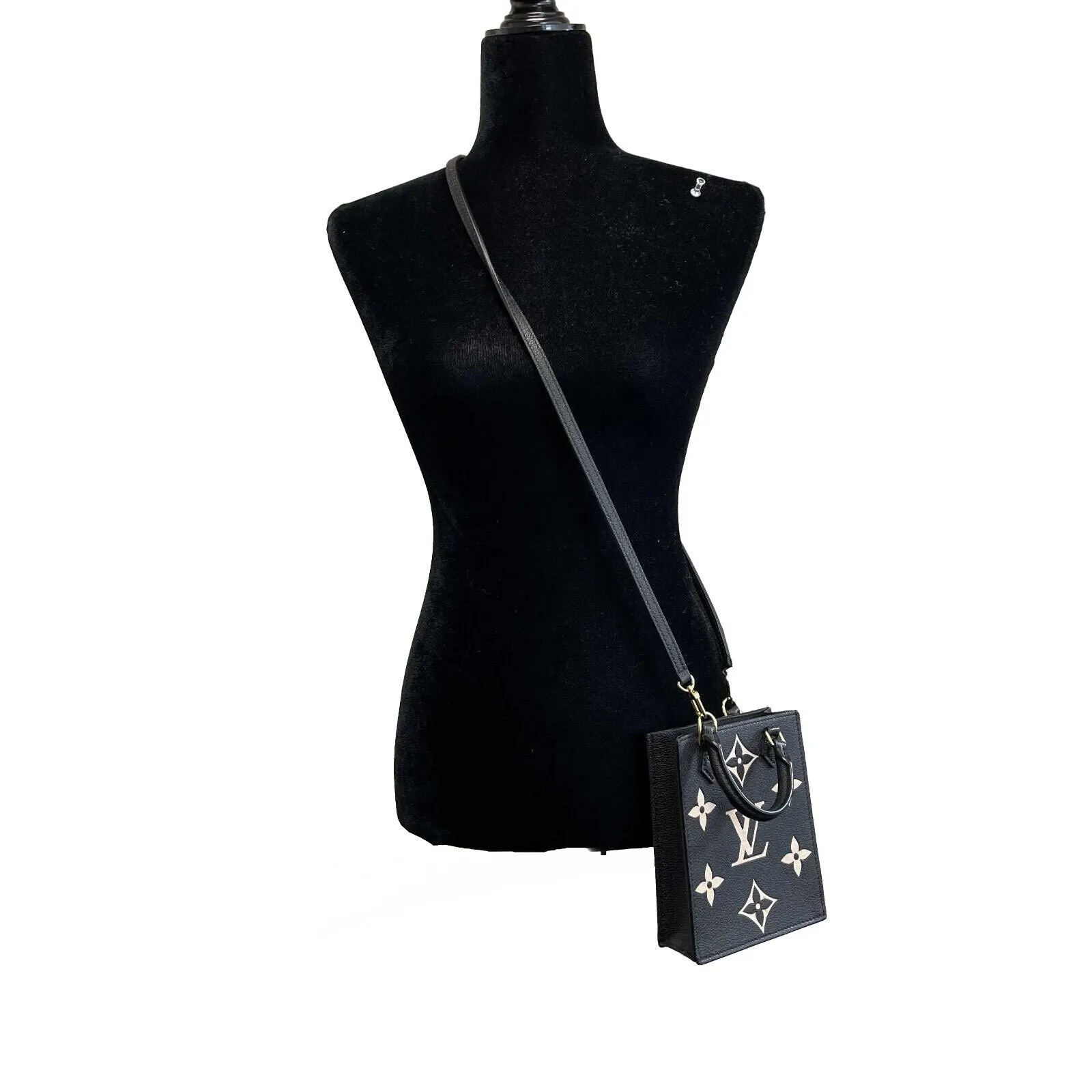 Louis Vuitton Petit Sac Plat Bag Bicolor Monogram Empreinte Giant Crossbody Bag