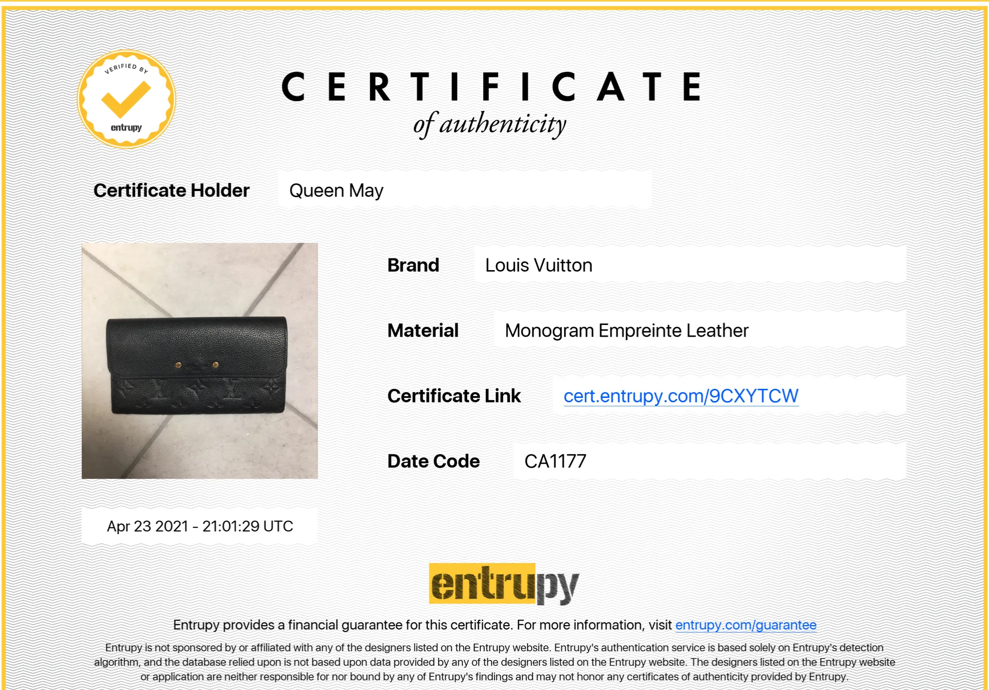 Louis Vuitton Pont Neuf Empreinte Wallet