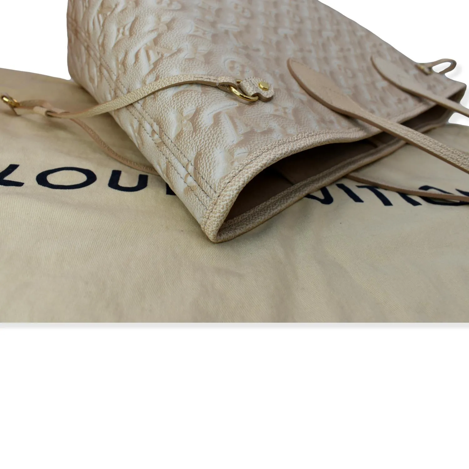 LOUIS VUITTON Stardust Neverfull MM Monogram Leather Tote Bag Pale Beige
