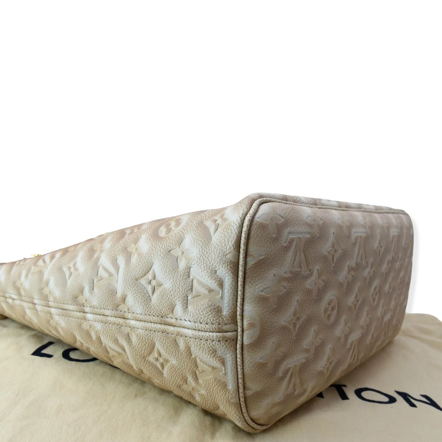 LOUIS VUITTON Stardust Neverfull MM Monogram Leather Tote Bag Pale Beige