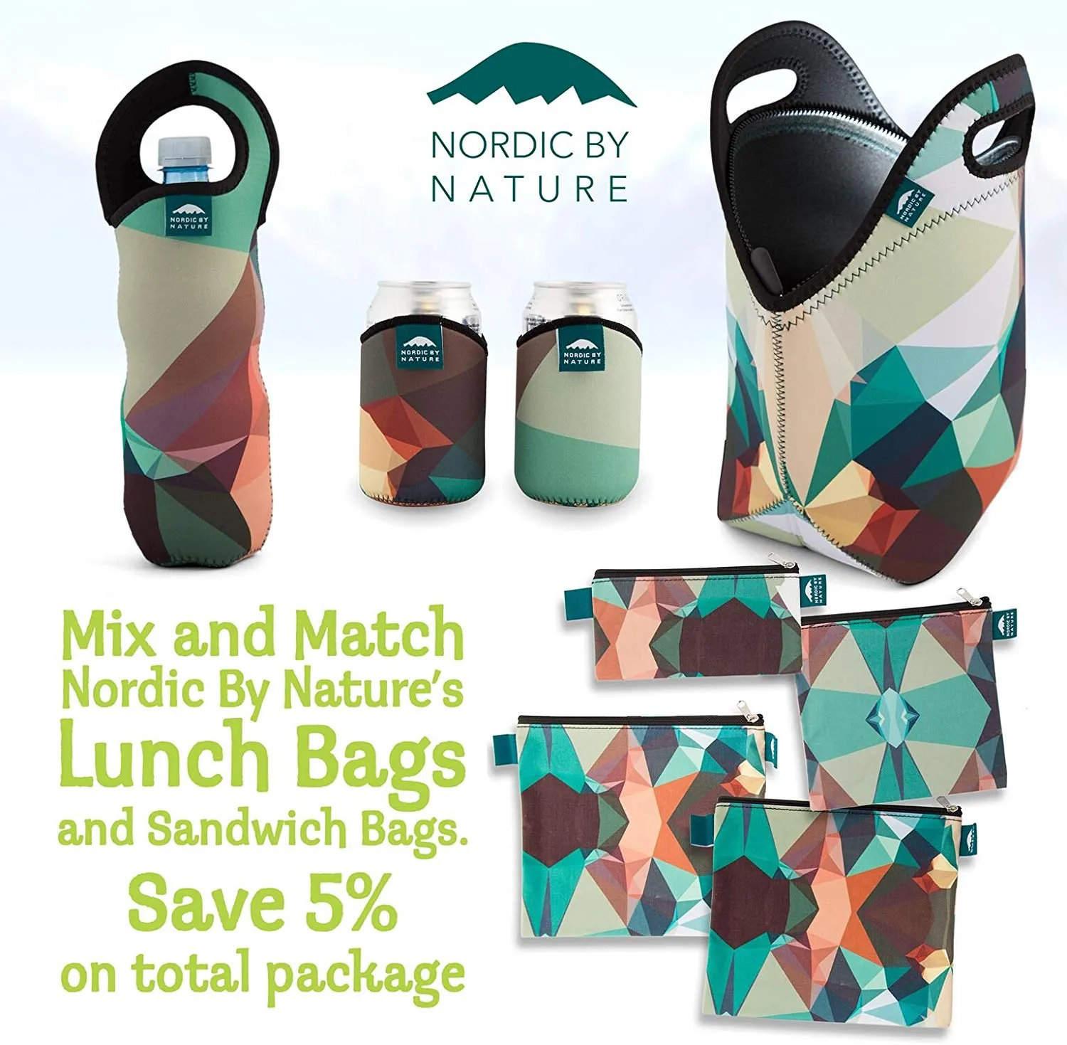 LUNCH BAG SET 12" MOSAIC CAMO