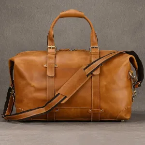 Luufan Crazy Horse Genuine Leather Men Travel Bag Real Leather Travel Duffel Vintage Big Weekend Bag Male Luuage Handbag Duffle