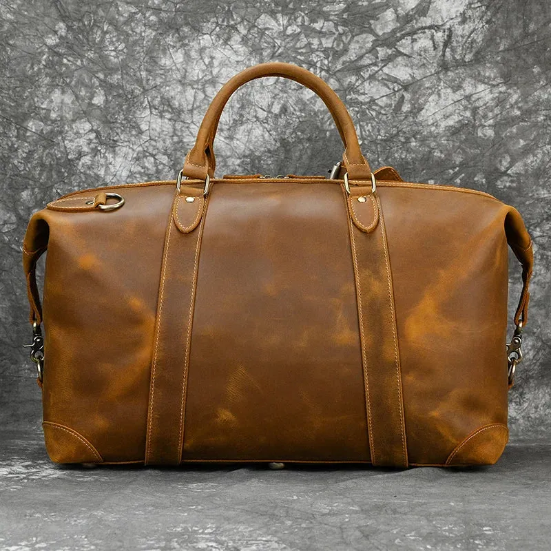 Luufan Crazy Horse Genuine Leather Men Travel Bag Real Leather Travel Duffel Vintage Big Weekend Bag Male Luuage Handbag Duffle