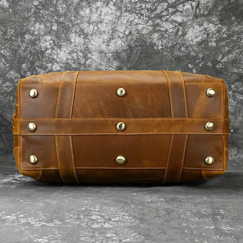 Luufan Crazy Horse Genuine Leather Men Travel Bag Real Leather Travel Duffel Vintage Big Weekend Bag Male Luuage Handbag Duffle