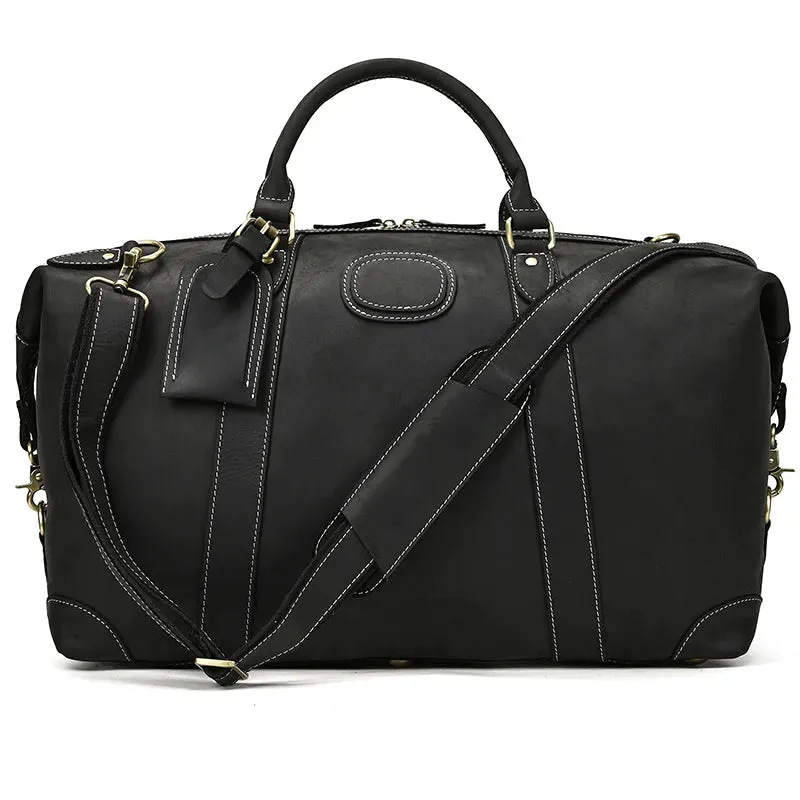 Luufan Crazy Horse Genuine Leather Men Travel Bag Real Leather Travel Duffel Vintage Big Weekend Bag Male Luuage Handbag Duffle