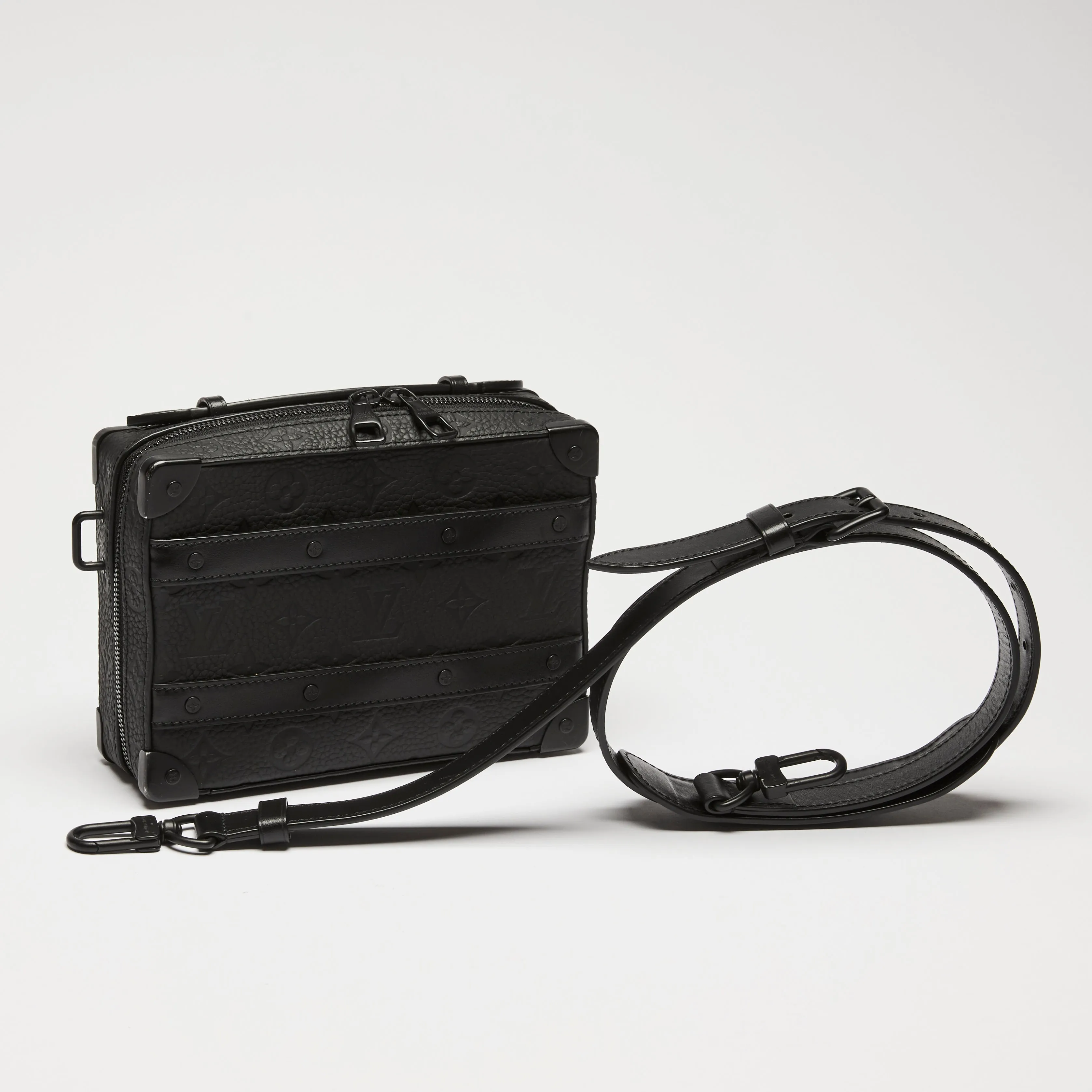LV Black Monogram Taurillon Leather Handle Soft Trunk