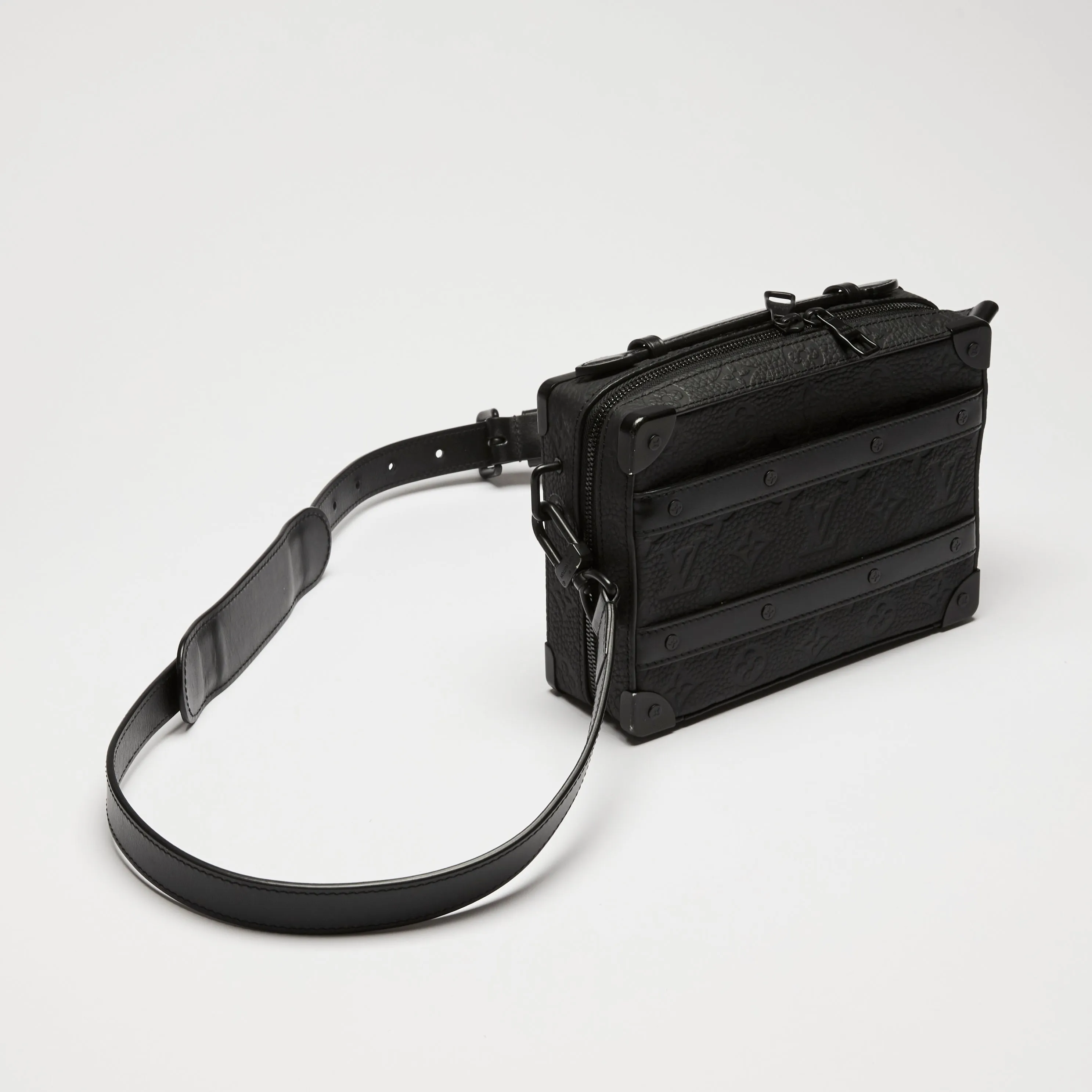 LV Black Monogram Taurillon Leather Handle Soft Trunk