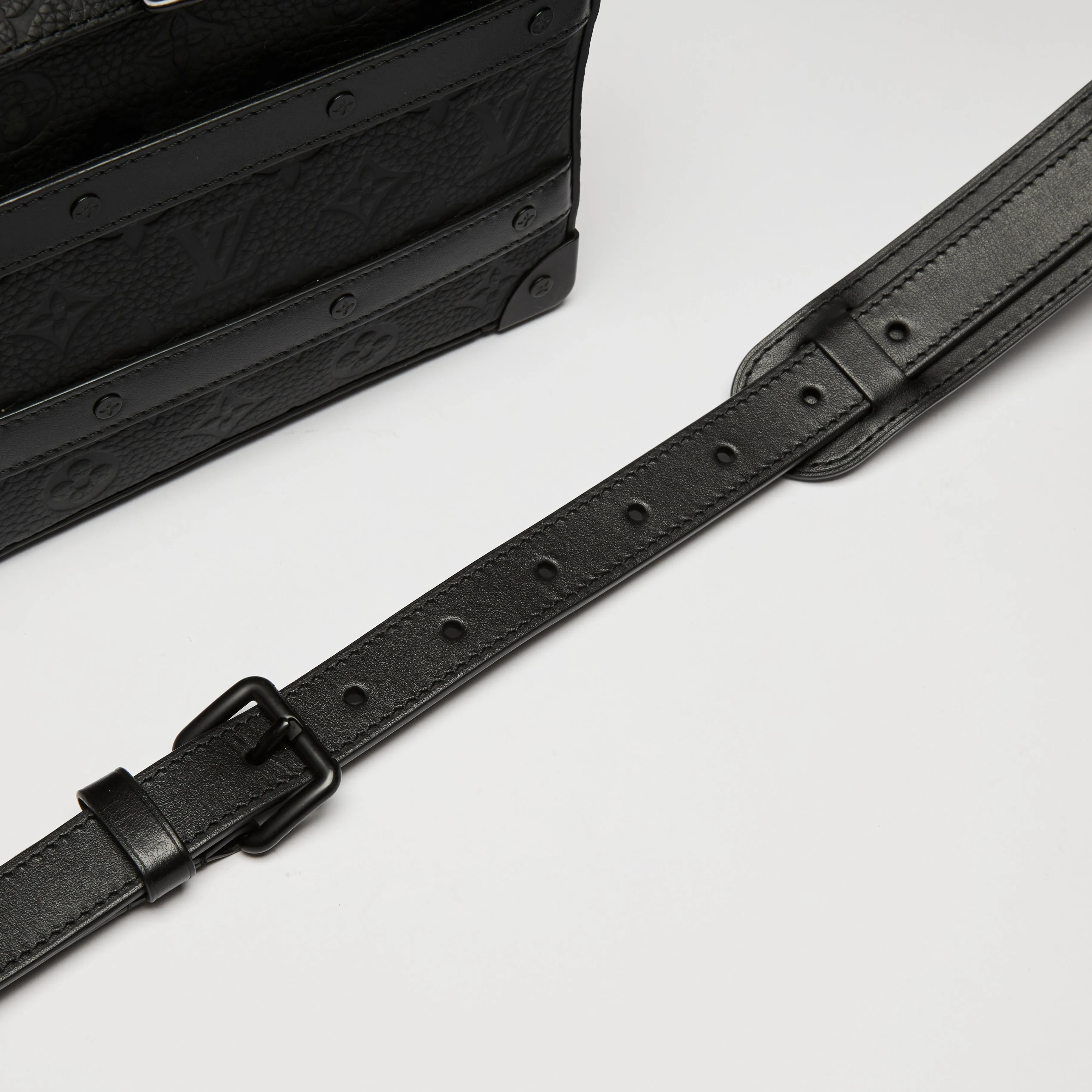LV Black Monogram Taurillon Leather Handle Soft Trunk