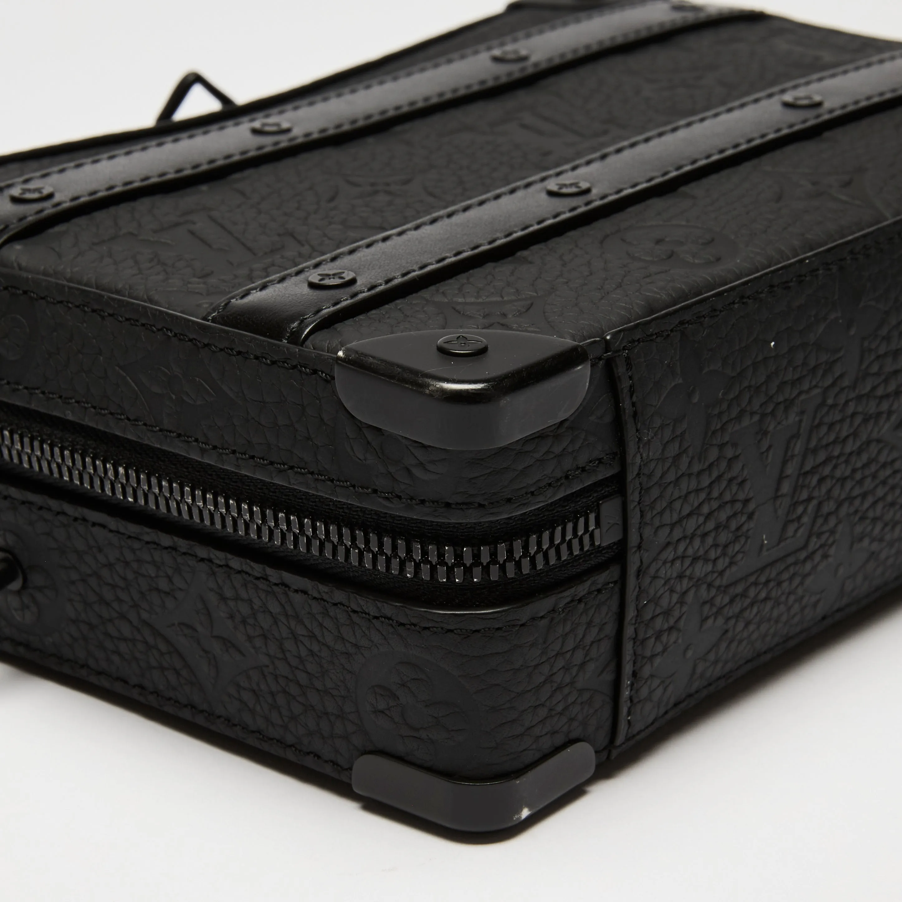 LV Black Monogram Taurillon Leather Handle Soft Trunk