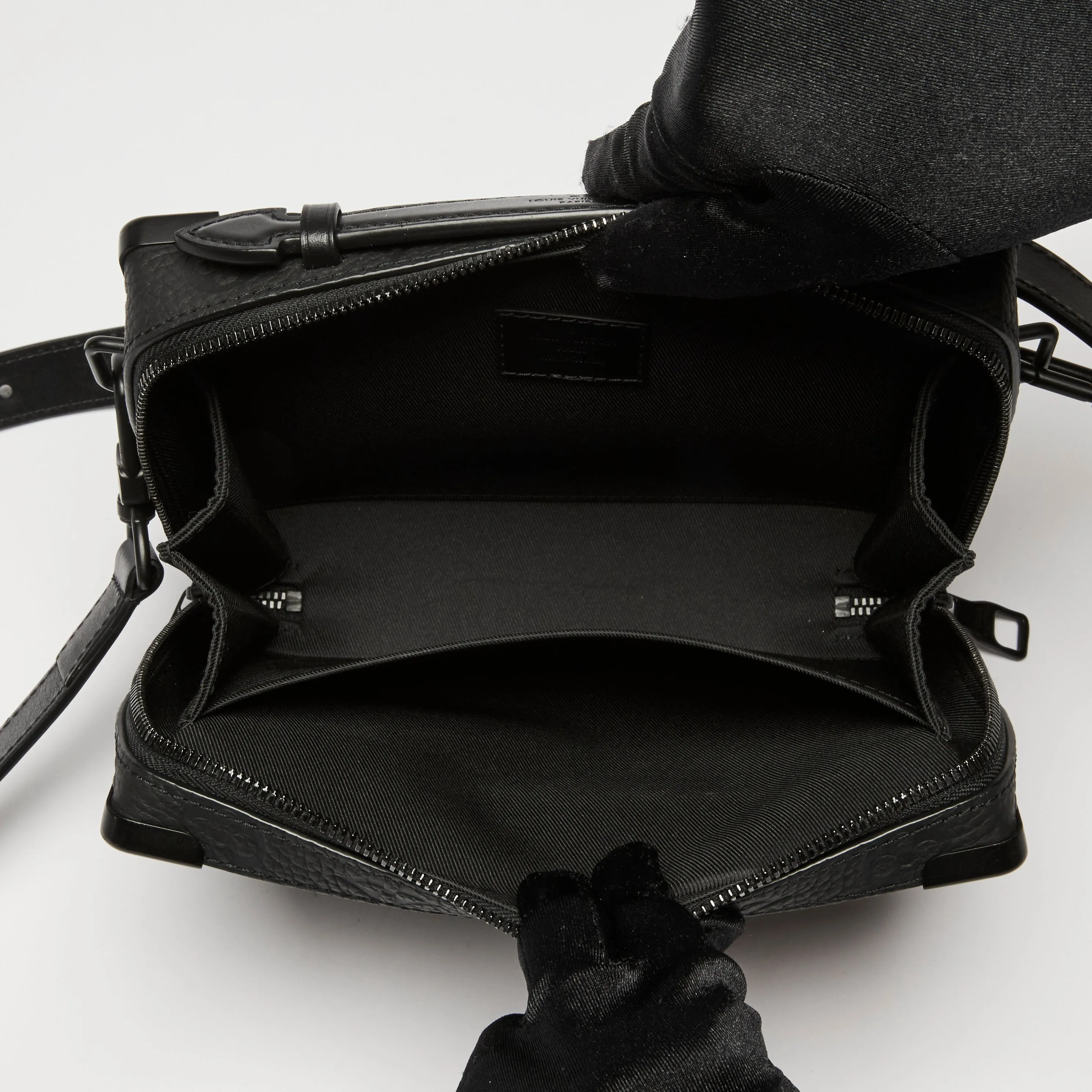 LV Black Monogram Taurillon Leather Handle Soft Trunk