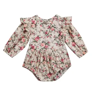 Maggie Long Sleeve Floral Ruffle Romper