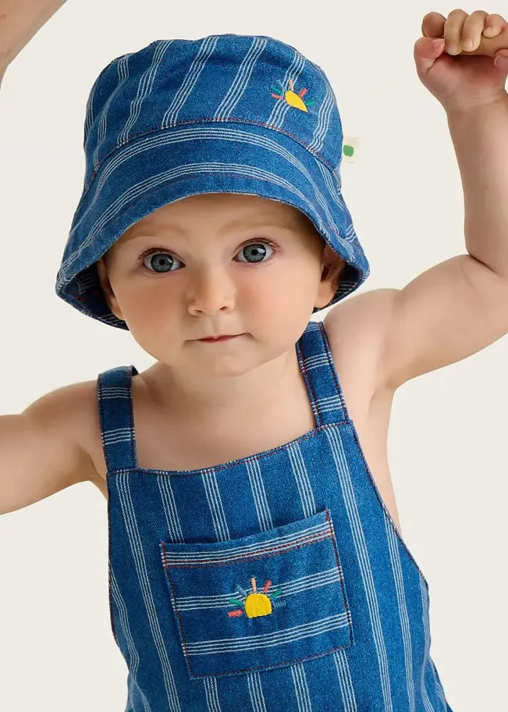 Mallorca - Denim Pinstripe Baby Bubble Romper