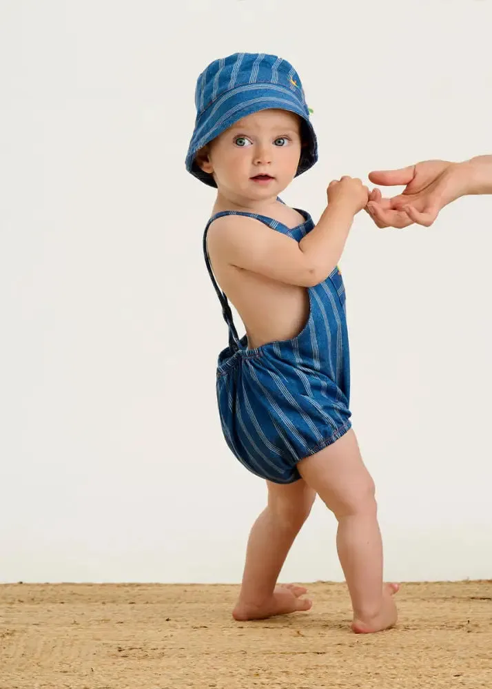 Mallorca - Denim Pinstripe Baby Bubble Romper