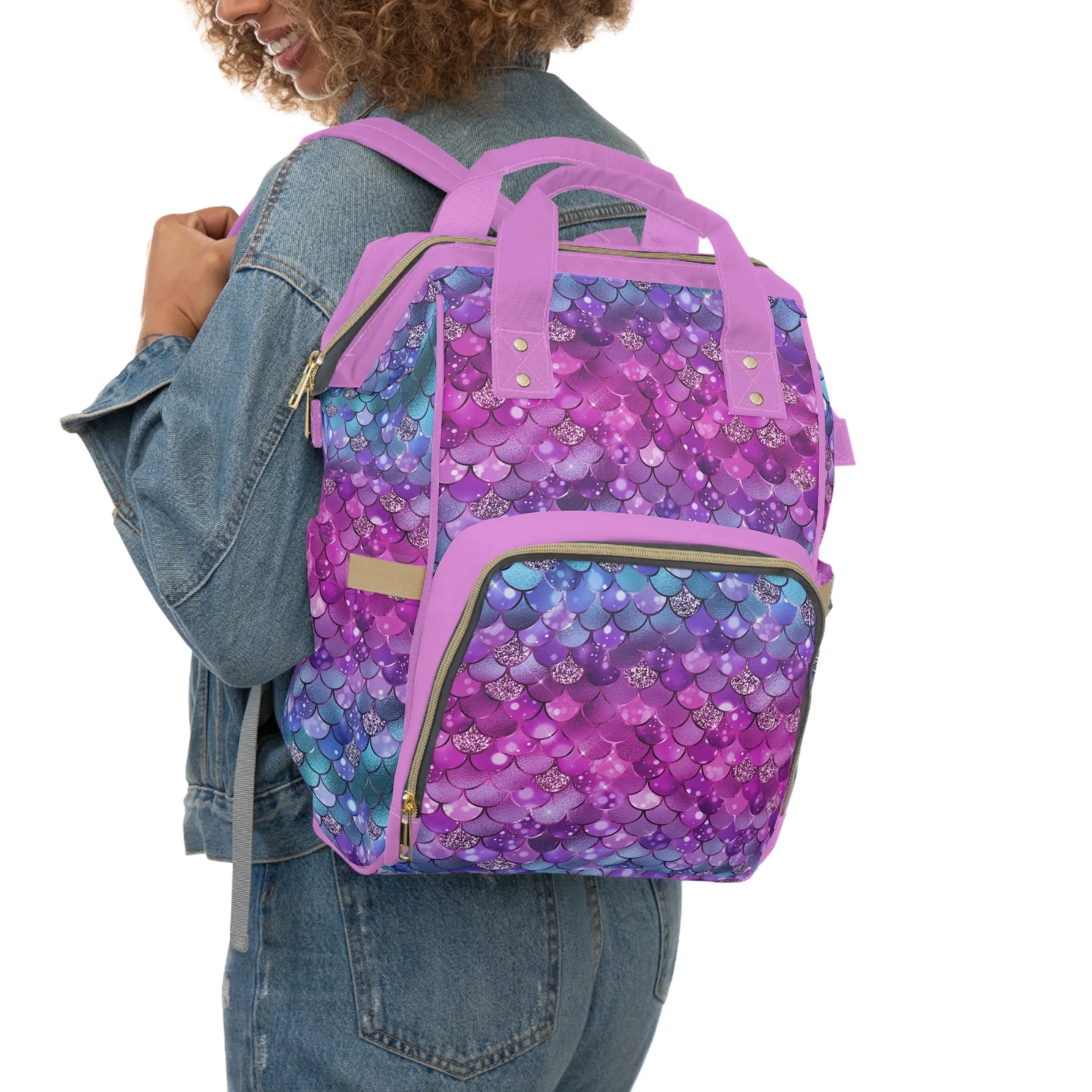 Mermaid Diaper Backpack - Magical & Multifunctional Nappy Bag with Ocean-Inspired Mermaid Patterns