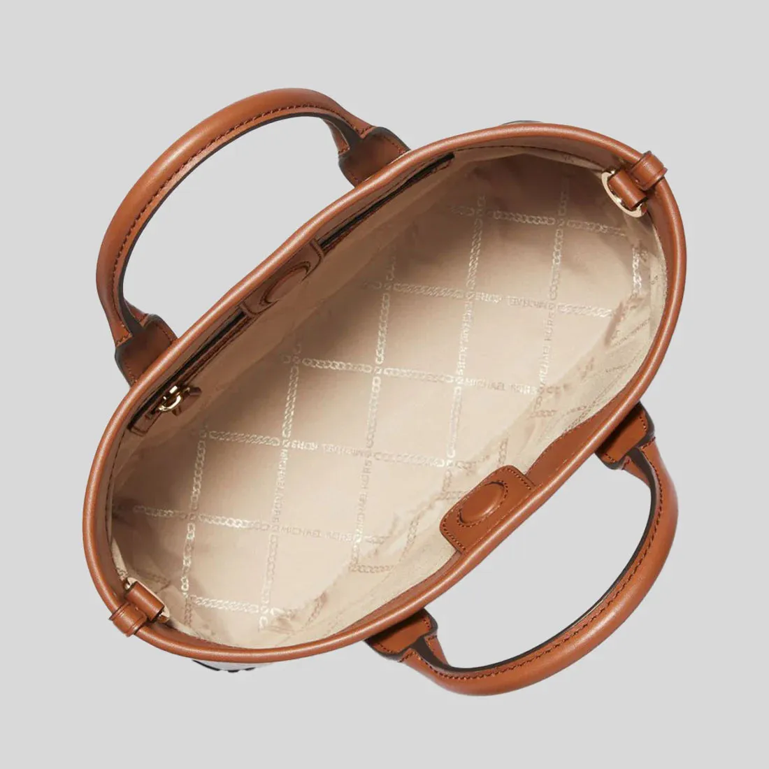 MICHAEL KORS Luisa Small Signature Logo Satchel Vanilla/Luggage RB-30R4G99T1V