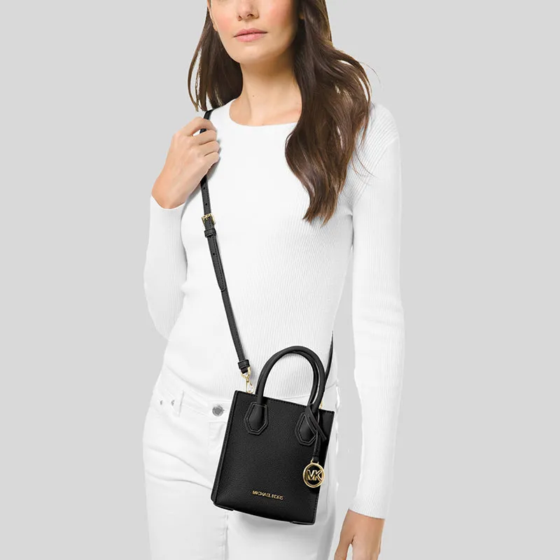 Michael Kors Mercer Extra-Small Pebbled Leather Crossbody Bag Black RS-35S1GM9T0L