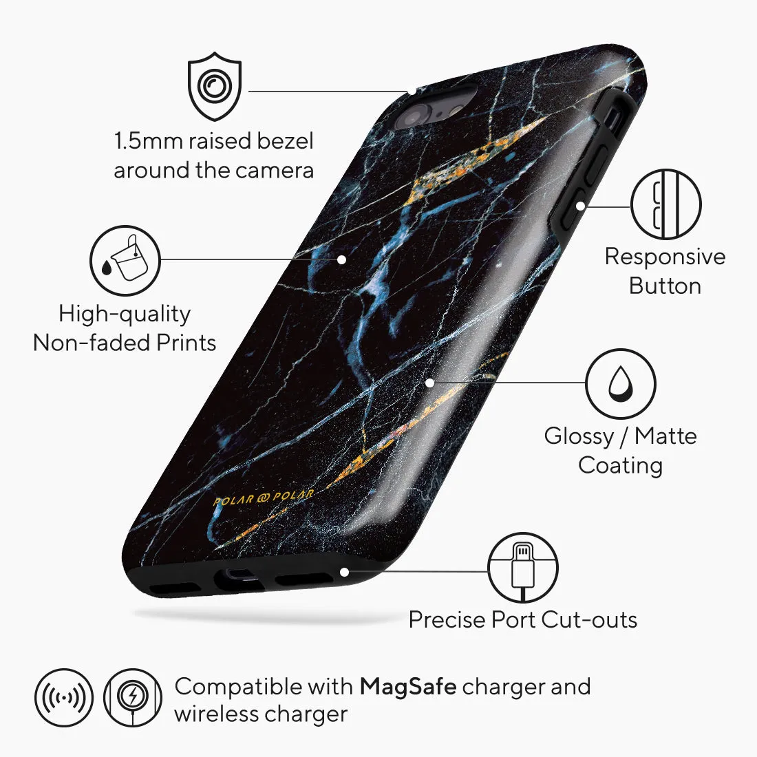 Midnight Marble Custom - iPhone SE3 / SE2 / 8 / 7 Case