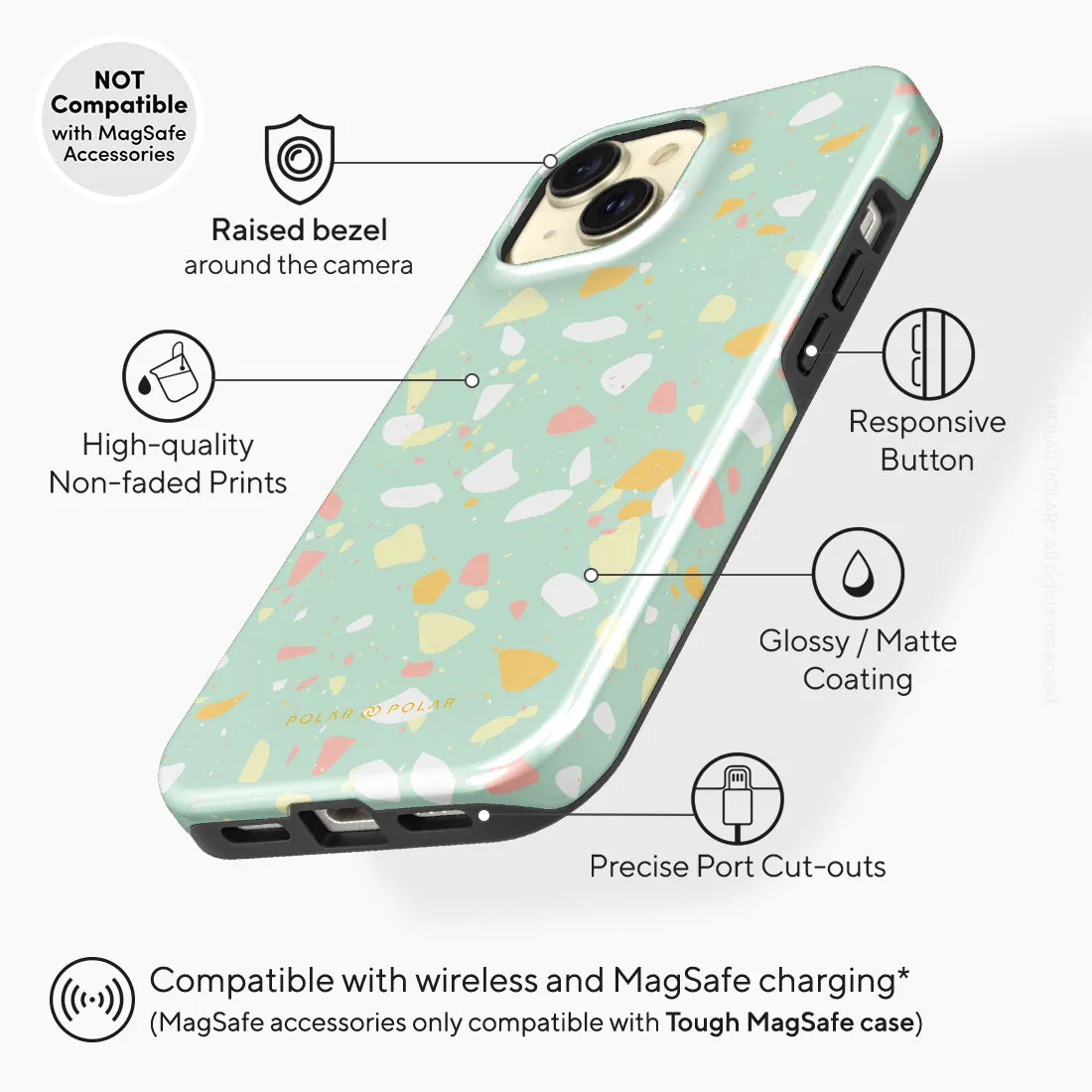 Mist Green Terrazzo - iPhone 15 Case