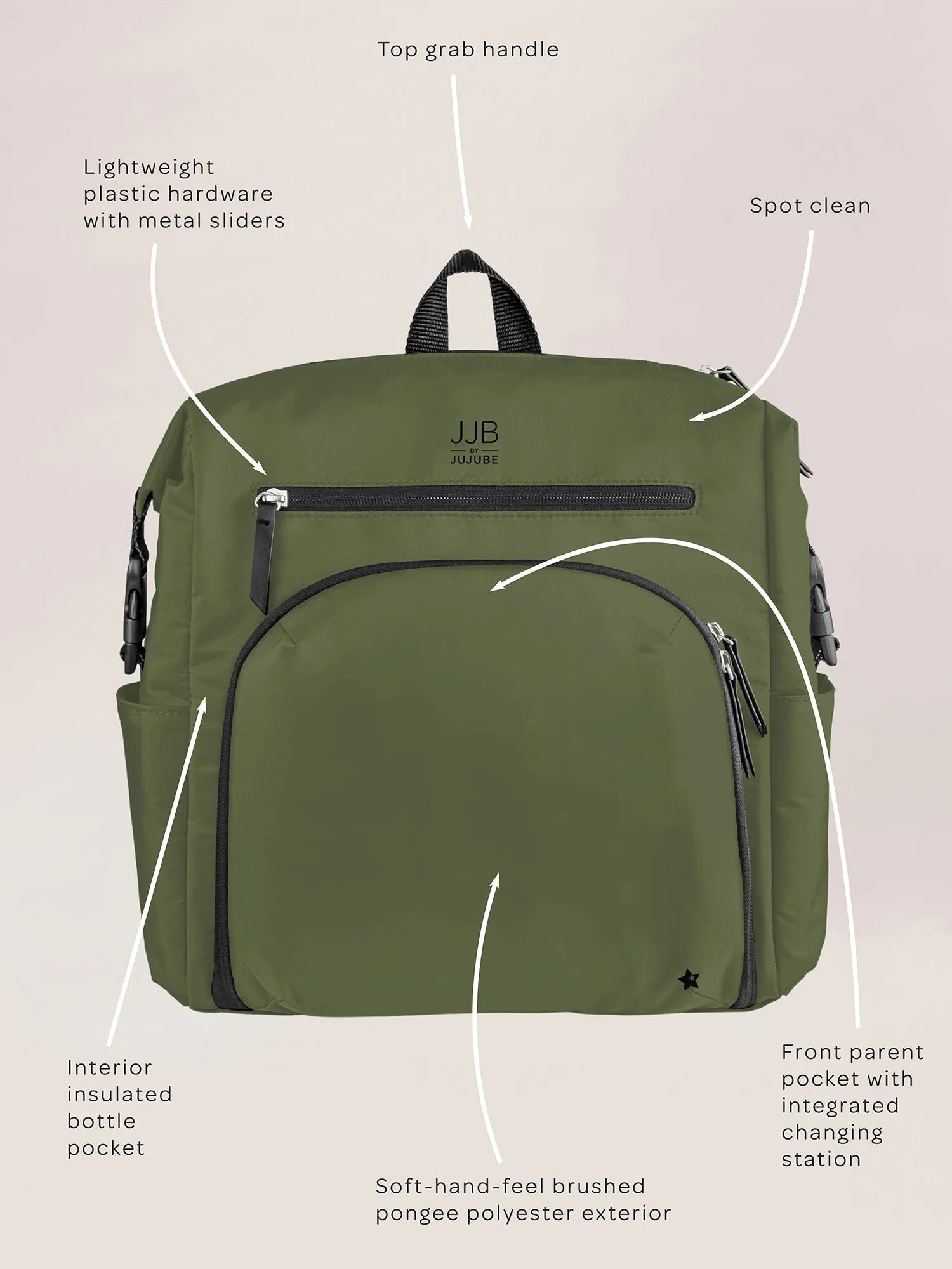 Modern Backpack Diaper Bag  | Olive