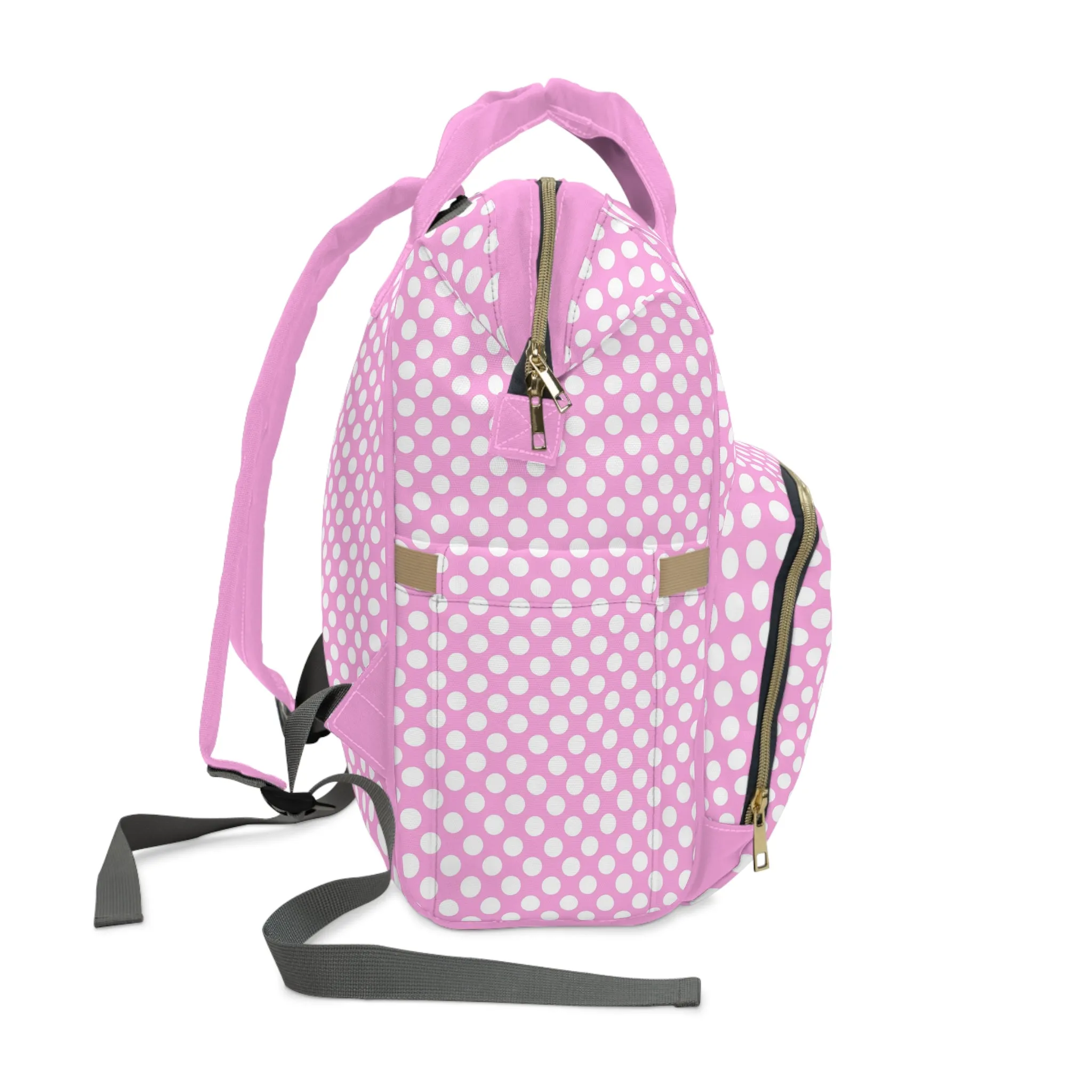 Multifunctional Polka Dot Diaper Backpack - Stylish and Practical Baby Bag for Busy Parents