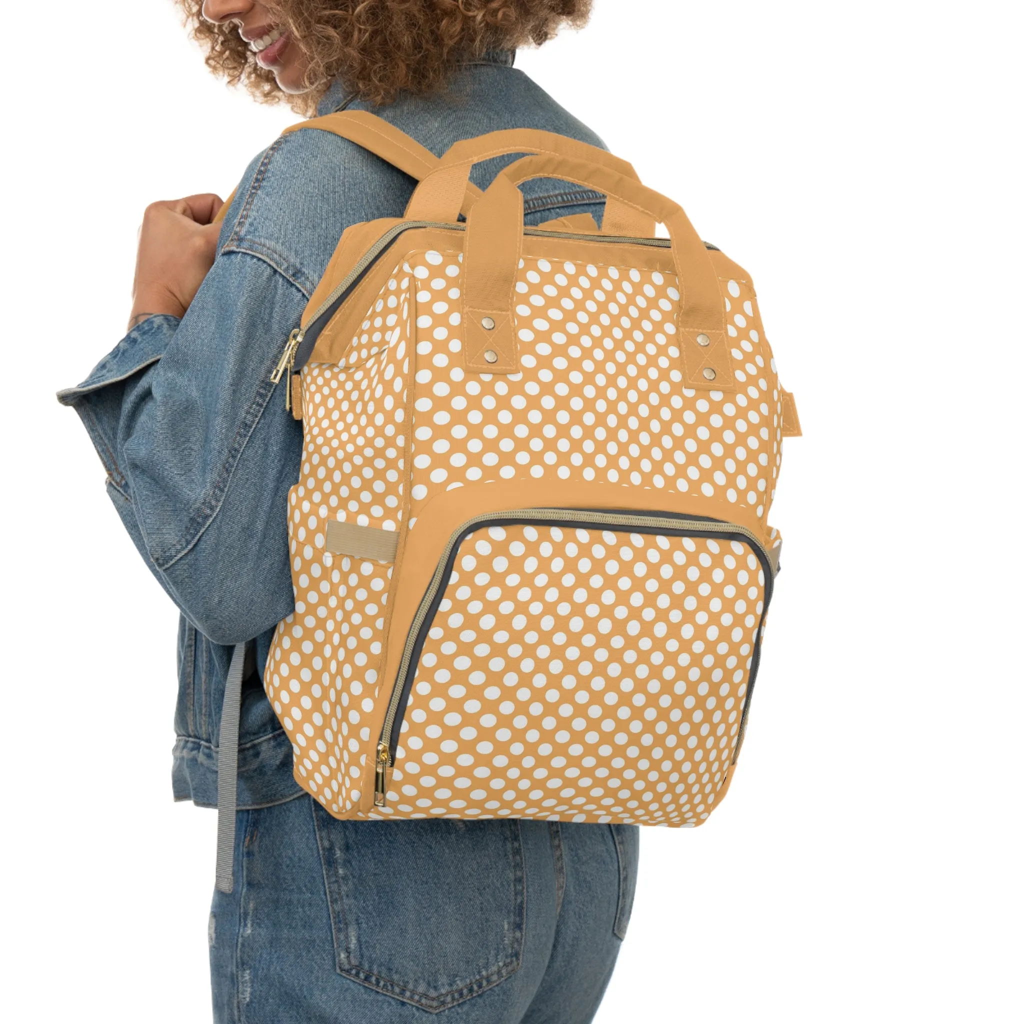 Multifunctional Polka Dot Diaper Backpack - Stylish and Practical Baby Bag for Busy Parents