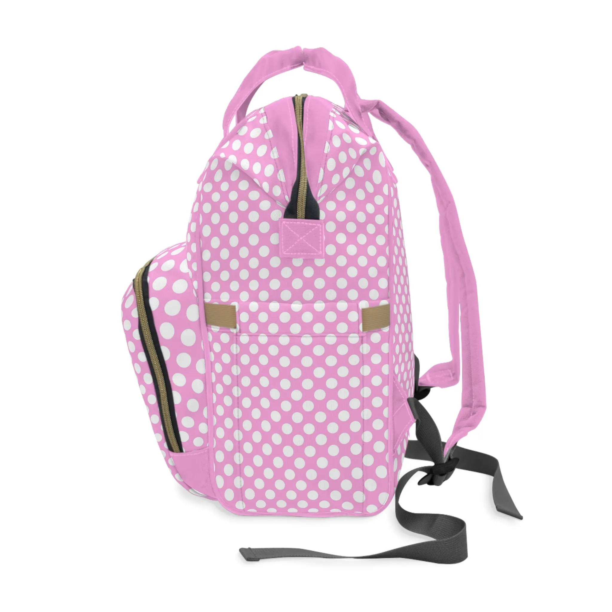Multifunctional Polka Dot Diaper Backpack - Stylish and Practical Baby Bag for Busy Parents