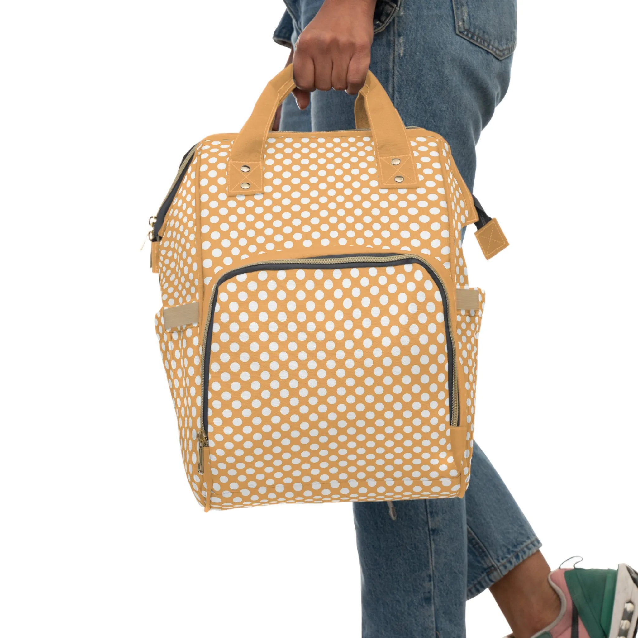 Multifunctional Polka Dot Diaper Backpack - Stylish and Practical Baby Bag for Busy Parents