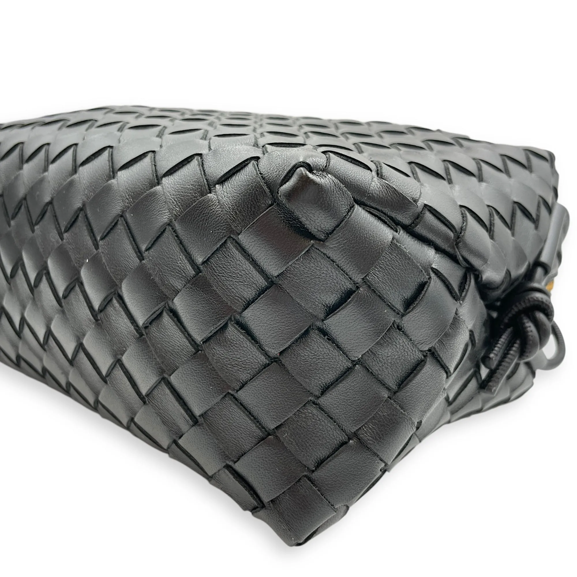 Nappa Intrecciato camera Black Crossbody Bag in Nappa Leather, Gold hardware