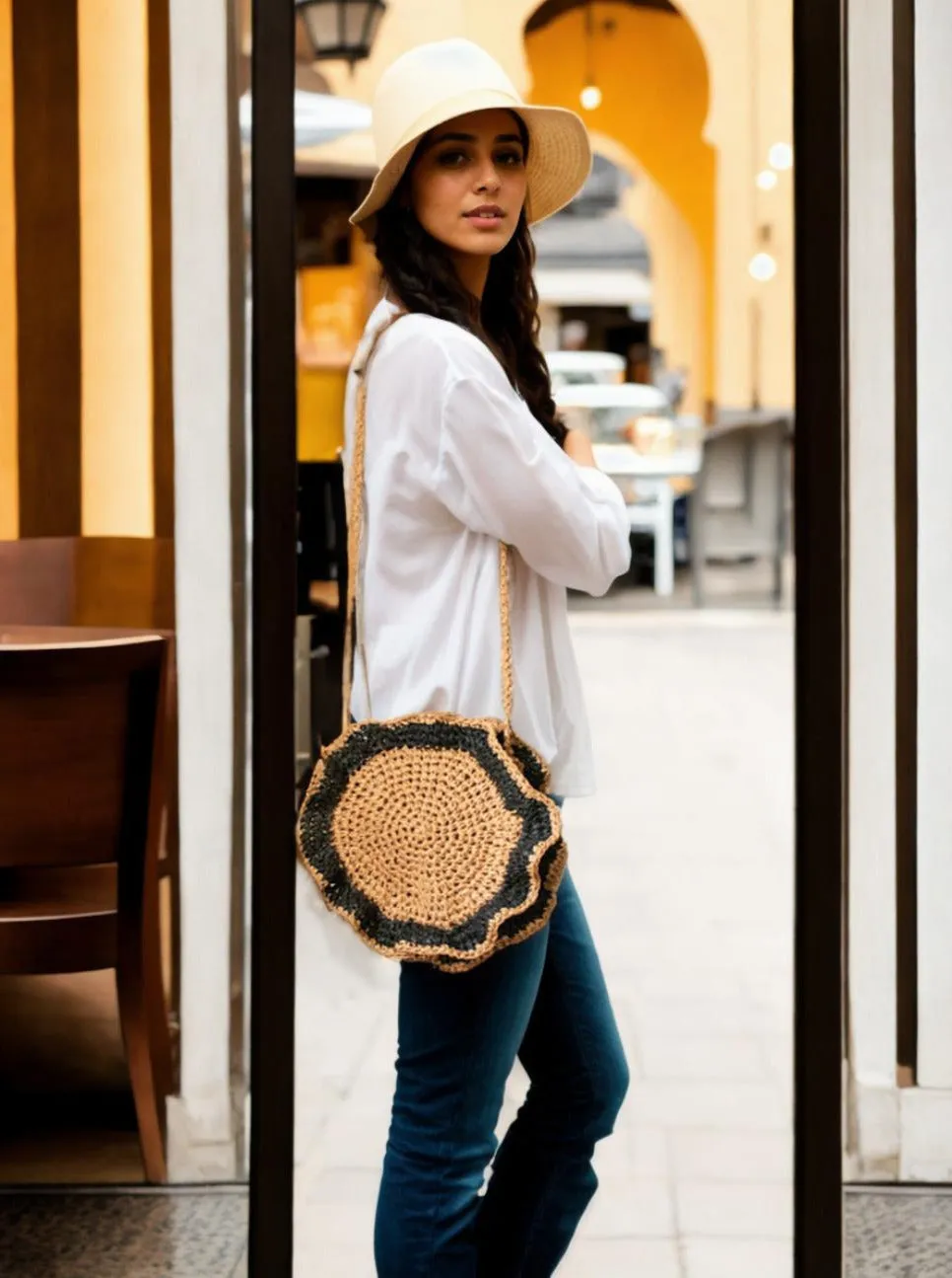 Natural Swirl Raffia Satchel