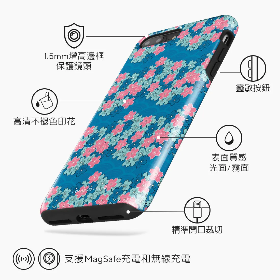 Navy Sakura Wave Custom - iPhone 8 Plus/7 Plus Case
