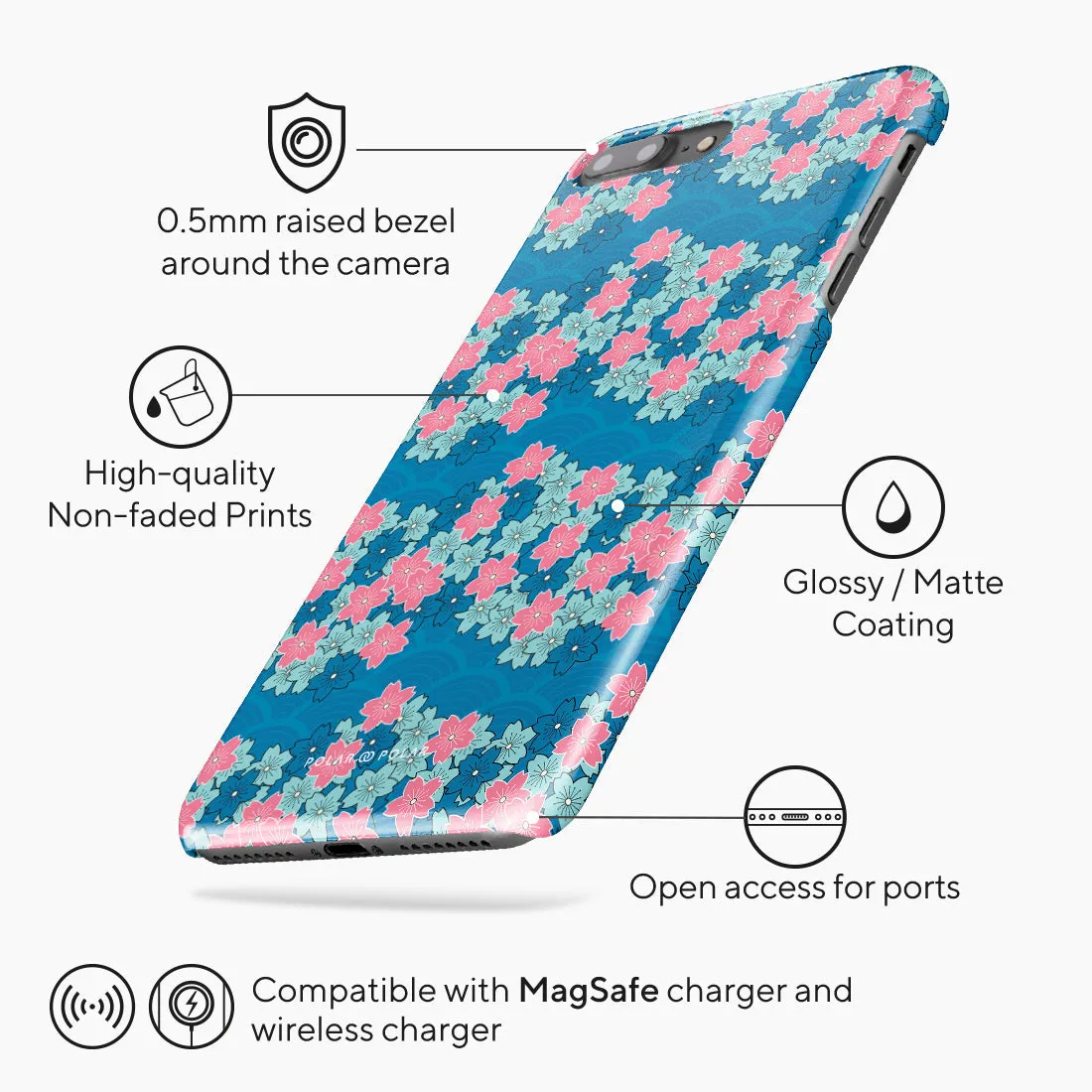 Navy Sakura Wave Custom - iPhone 8 Plus/7 Plus Case