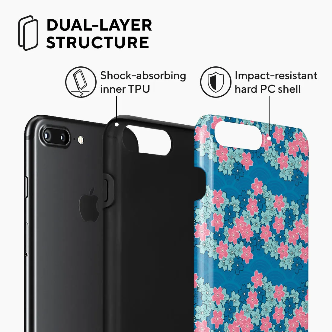 Navy Sakura Wave Custom - iPhone 8 Plus/7 Plus Case