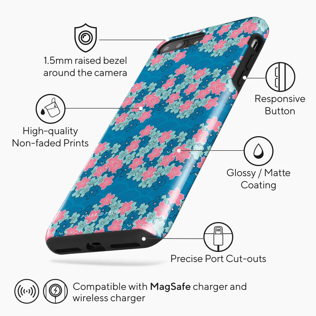 Navy Sakura Wave Custom - iPhone 8 Plus/7 Plus Case