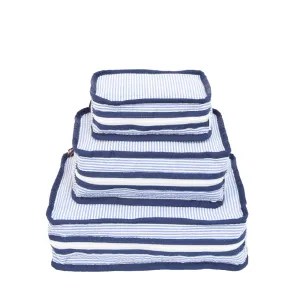 Navy Seersucker Packing Cube Stacking Set