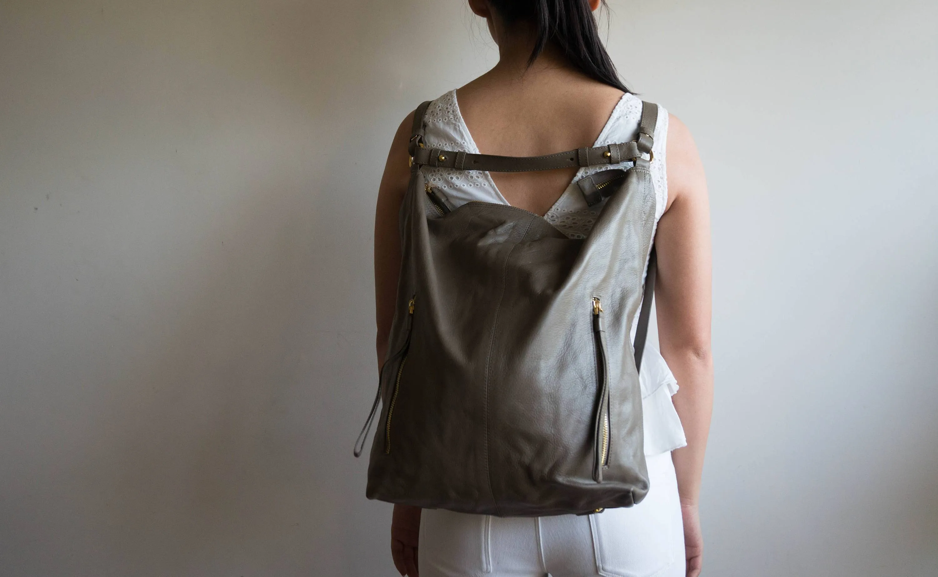 Neve Hobo Convertible Tote in Taupe Grey