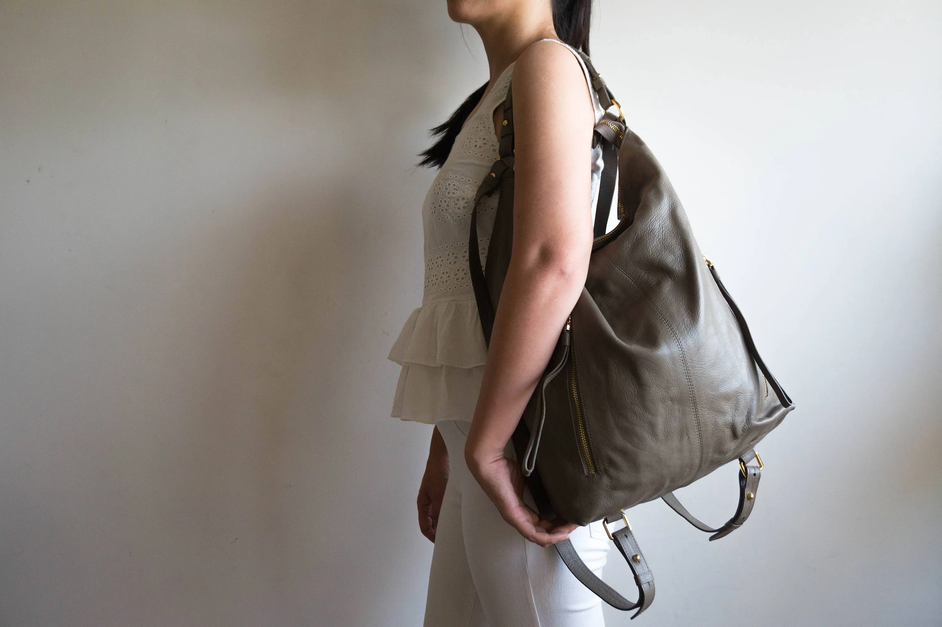 Neve Hobo Convertible Tote in Taupe Grey