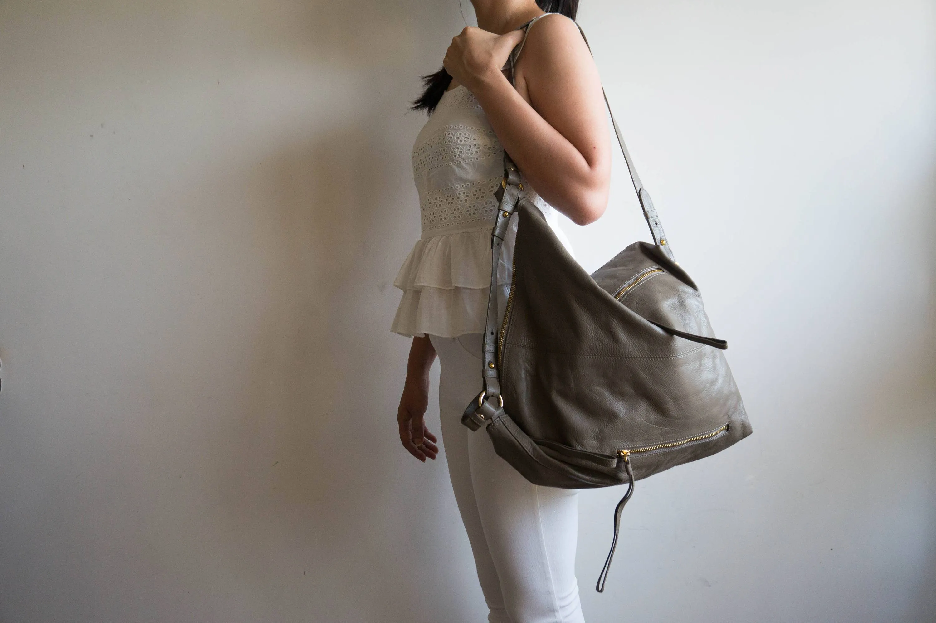 Neve Hobo Convertible Tote in Taupe Grey