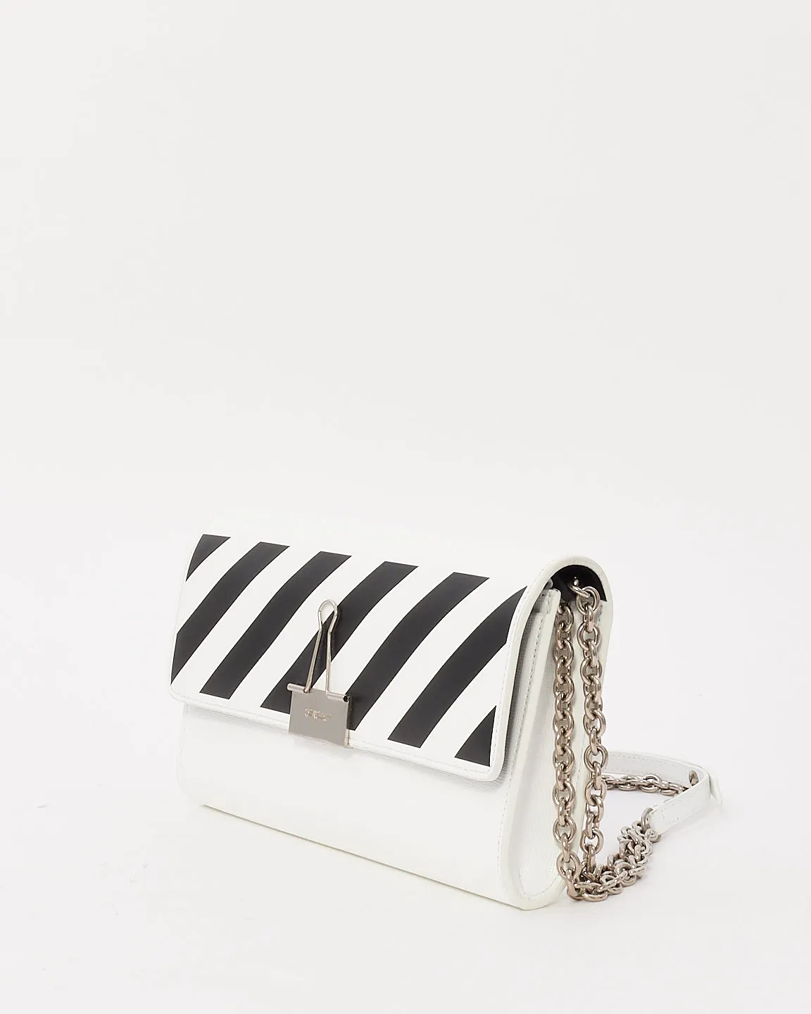 Off-White White & Black Leather Binder Small Crossbody Bag