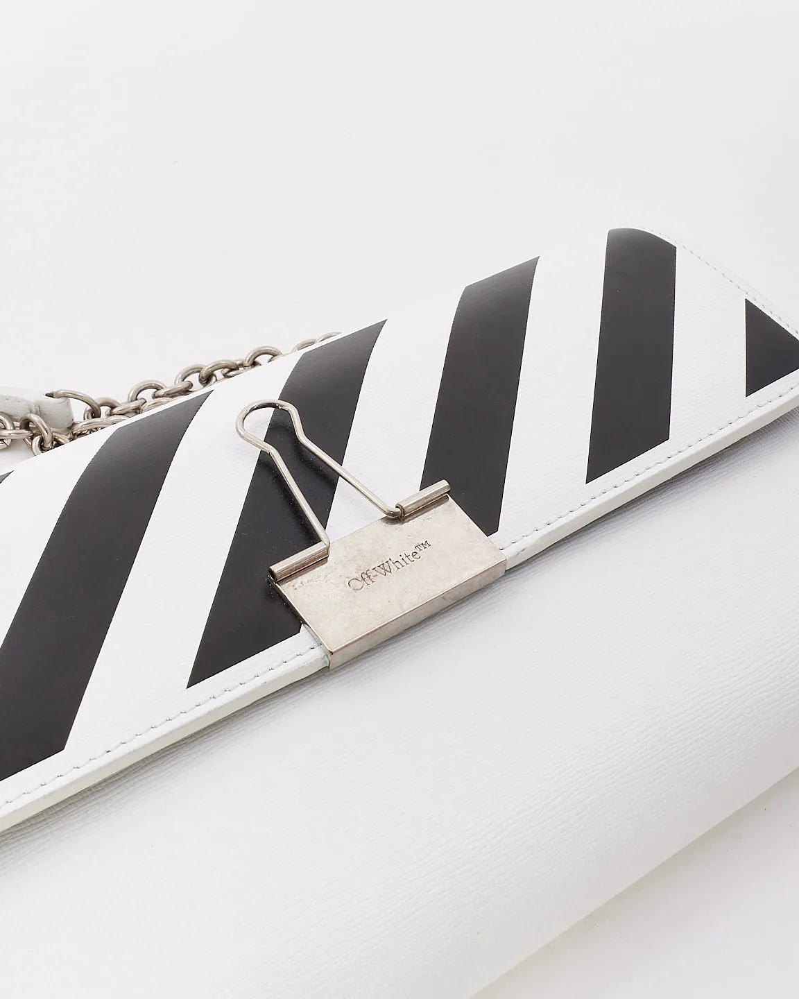 Off-White White & Black Leather Binder Small Crossbody Bag