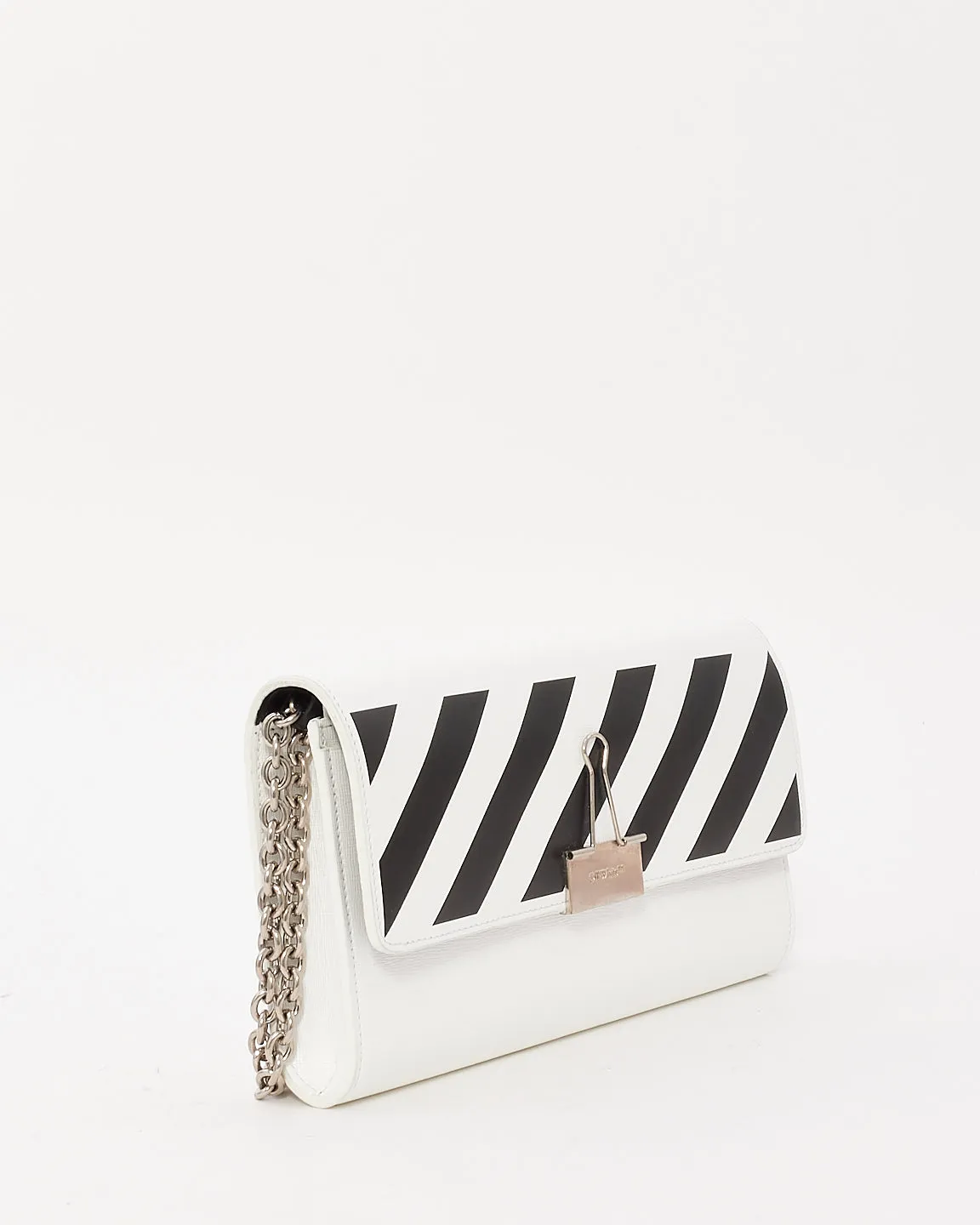 Off-White White & Black Leather Binder Small Crossbody Bag