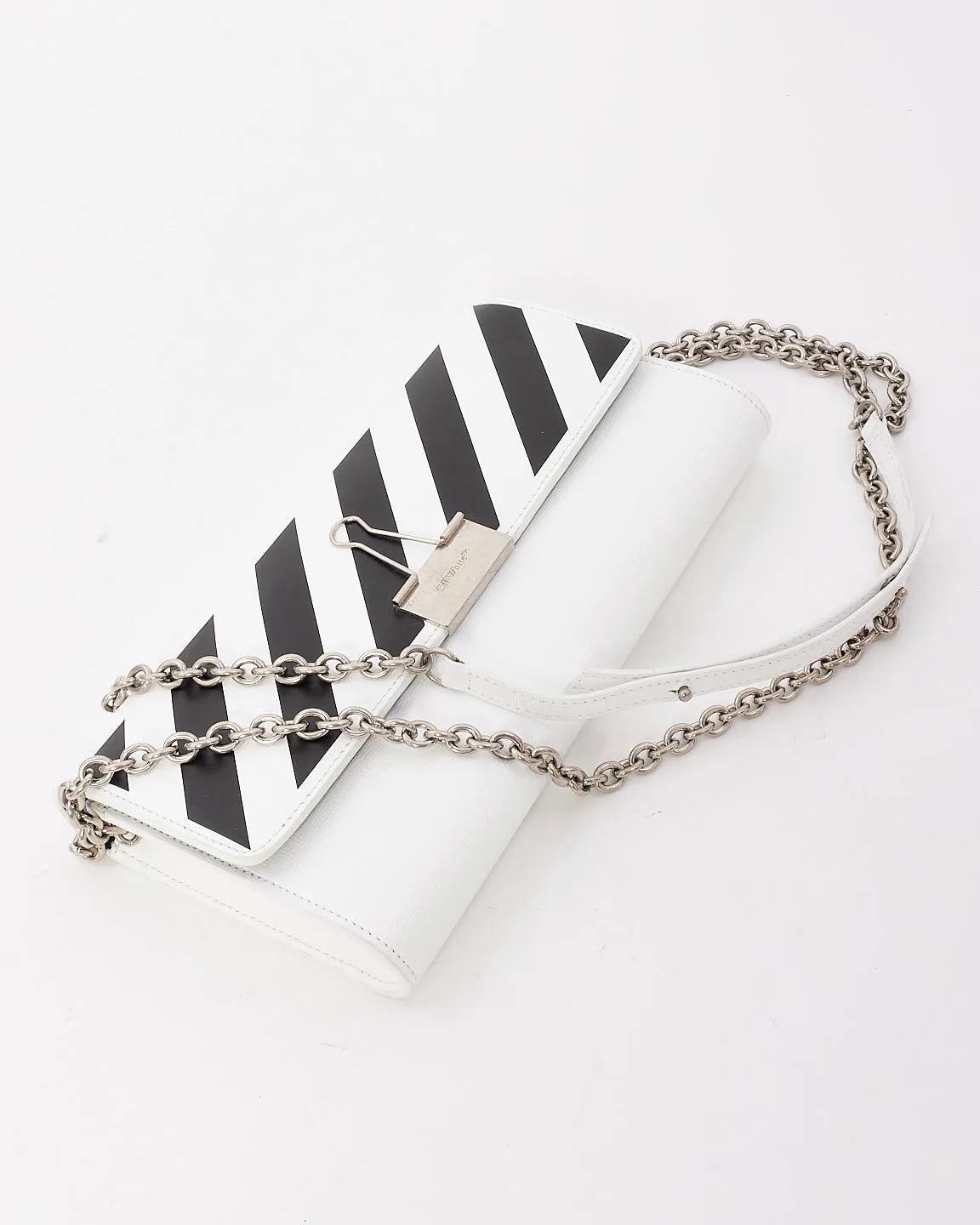 Off-White White & Black Leather Binder Small Crossbody Bag